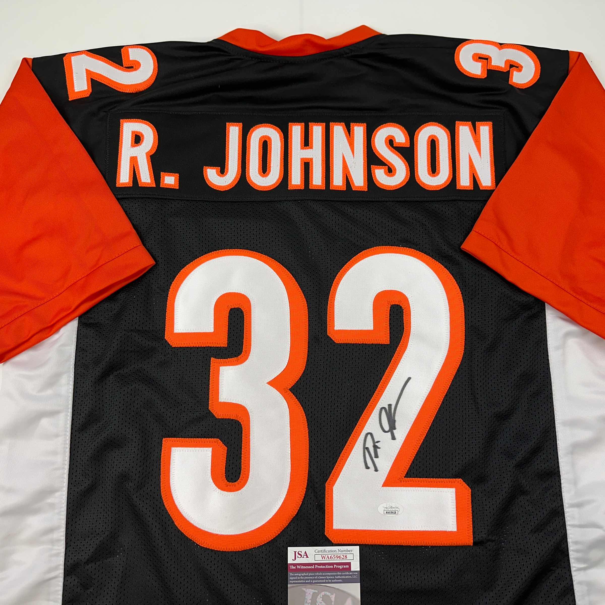 Autographed/Signed Rudi Johnson Cincinnati Black Football Jersey JSA COA