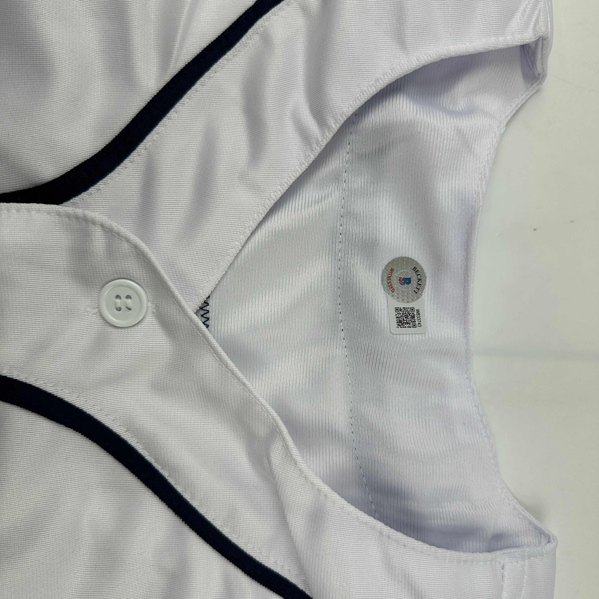 Autographed/Signed The Sandlot Movie 6x Cast Member Sigs White Baseball Jersey Beckett BAS COA