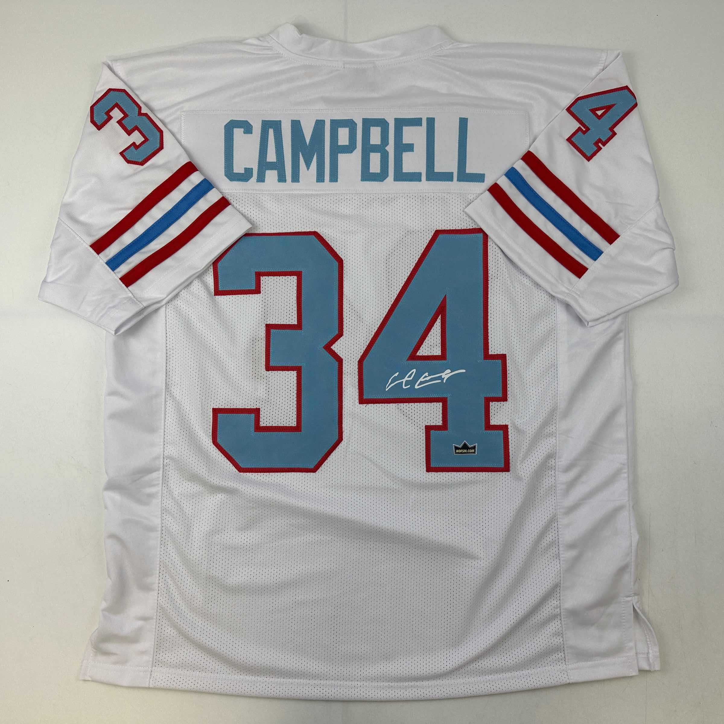 Facsimile Autographed Earl Campbell Houston White Reprint Laser Auto Football Jersey Size Men's XL