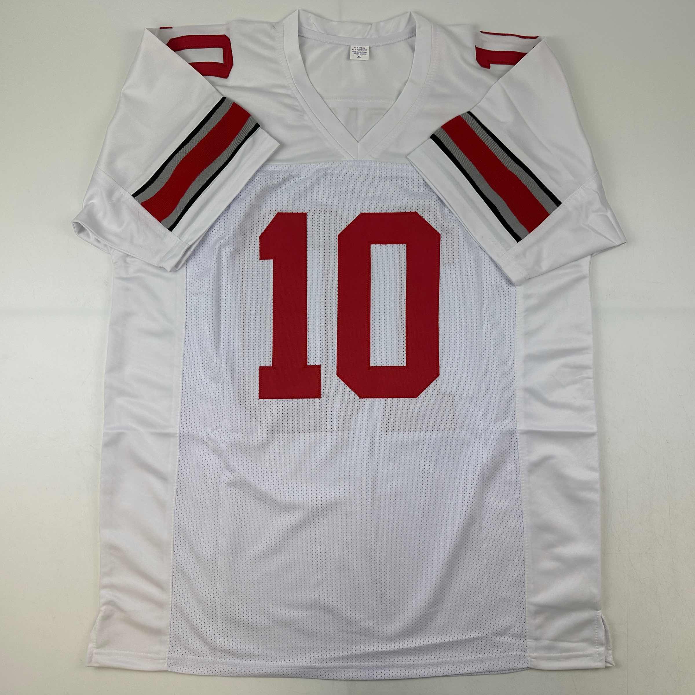 Autographed/Signed Troy Smith Heisman 06 Ohio State White College Football Jersey JSA COA