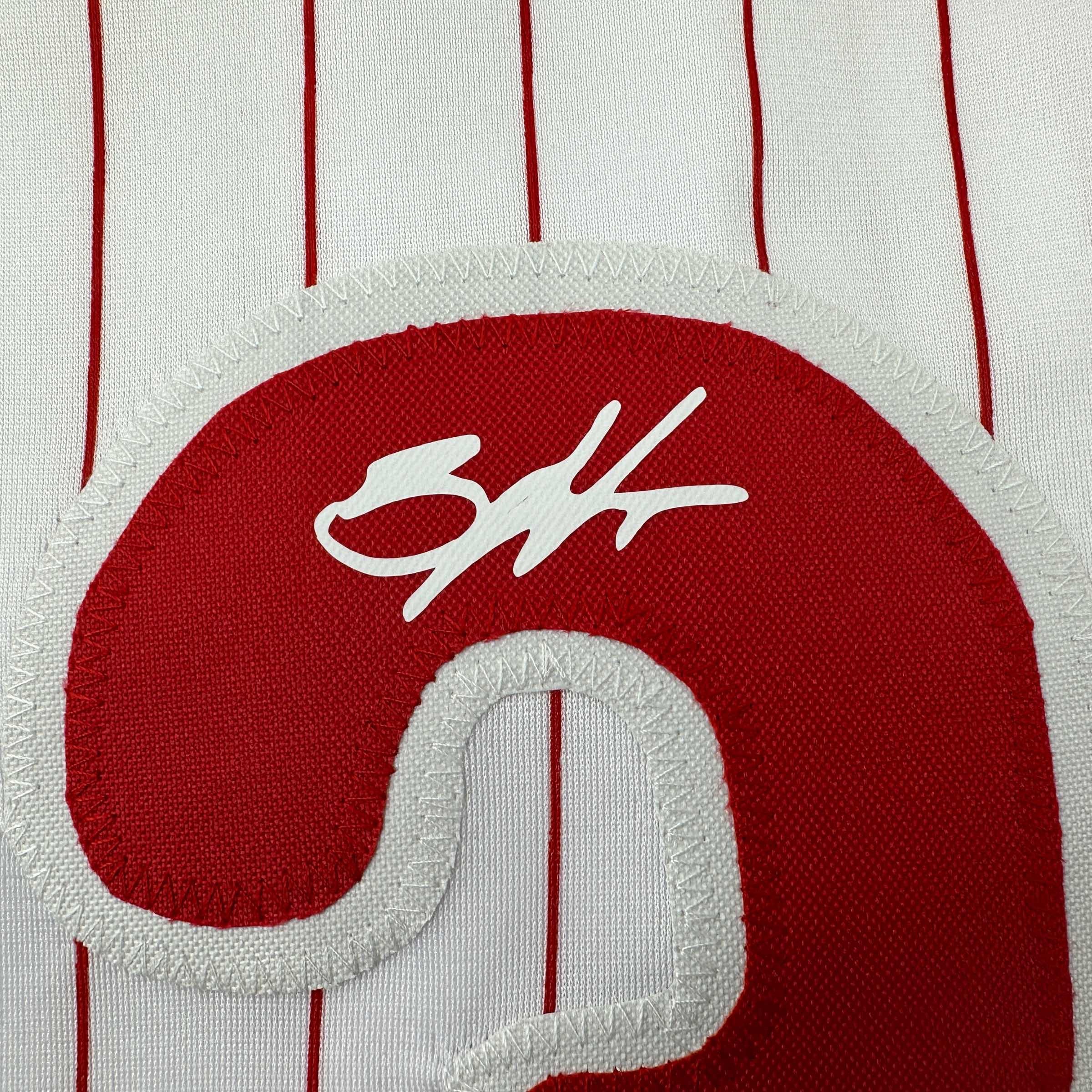 Facsimile Autographed Bryce Harper Philadelphia Pinstripe Reprint Laser Auto Baseball Jersey Size Men's XL