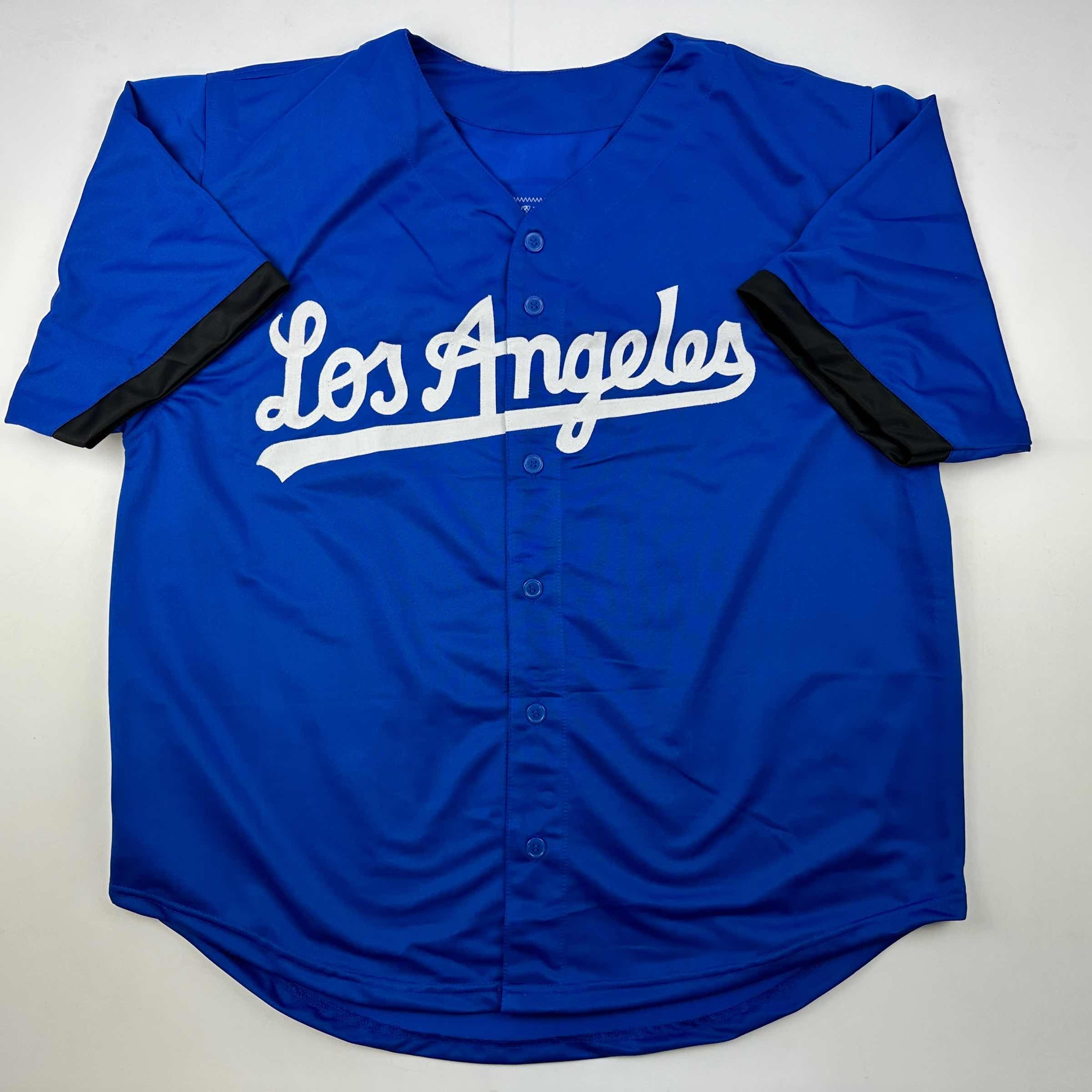 Facsimile Autographed Mookie Betts Los Angeles LA Blue Reprint Laser Auto Baseball Jersey Size Men's XL