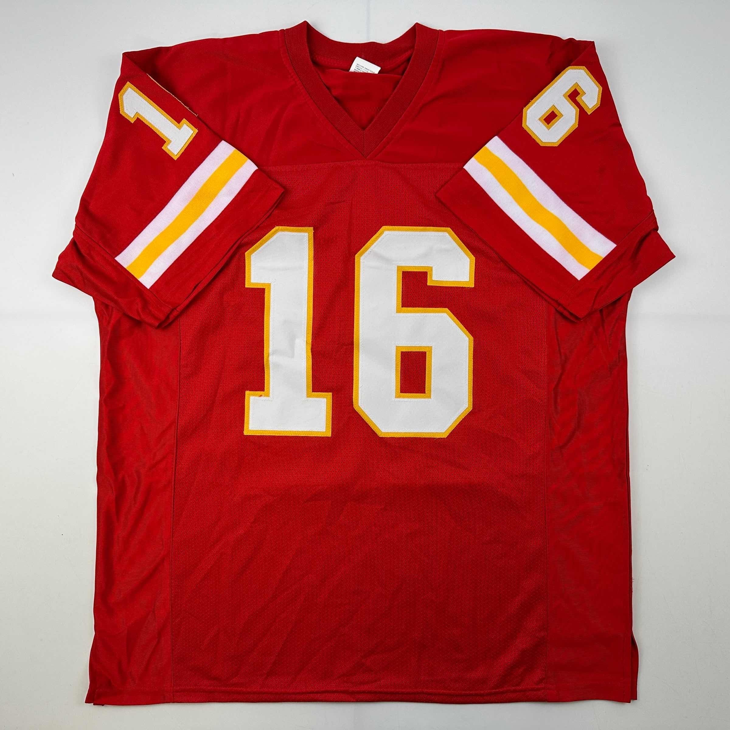 Facsimile Autographed Len Dawson Kansas City Red Reprint Laser Auto Football Jersey Size Men's XL