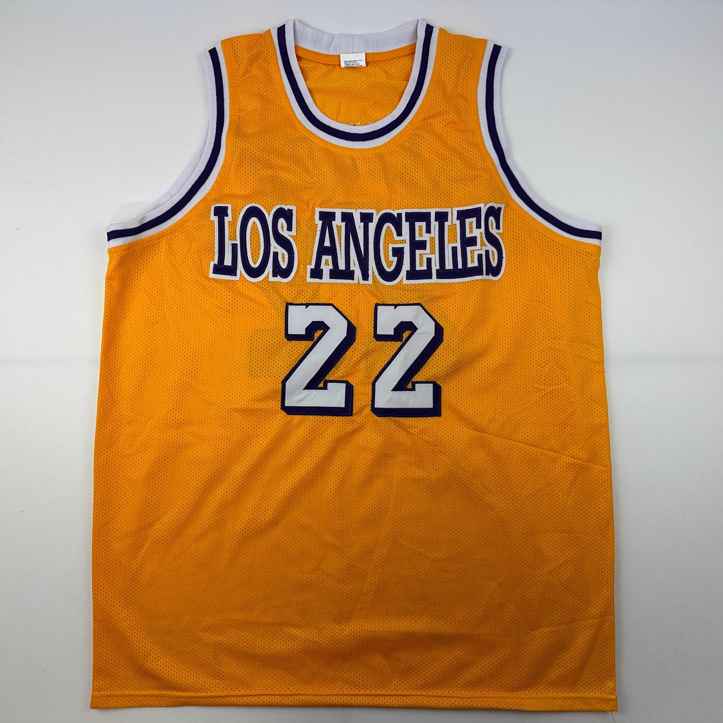 Facsimile Autographed Elgin Baylor Los Angeles LA Yellow Reprint Laser Auto Basketball Jersey Size Men's XL