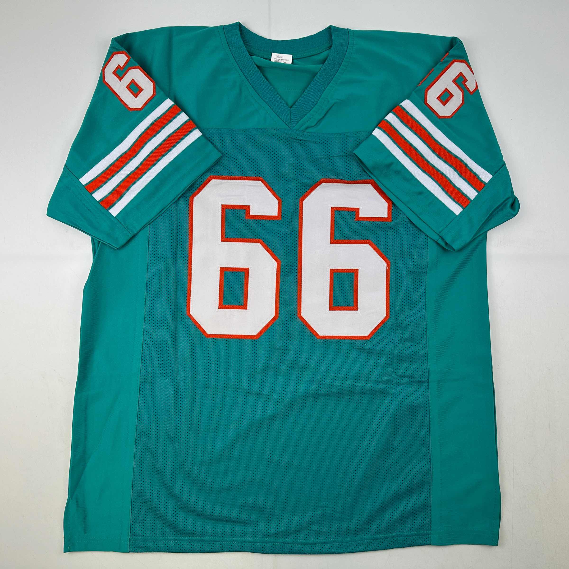 Facsimile Autographed Larry Little Miami Teal Reprint Laser Auto Football Jersey Size Men's XL
