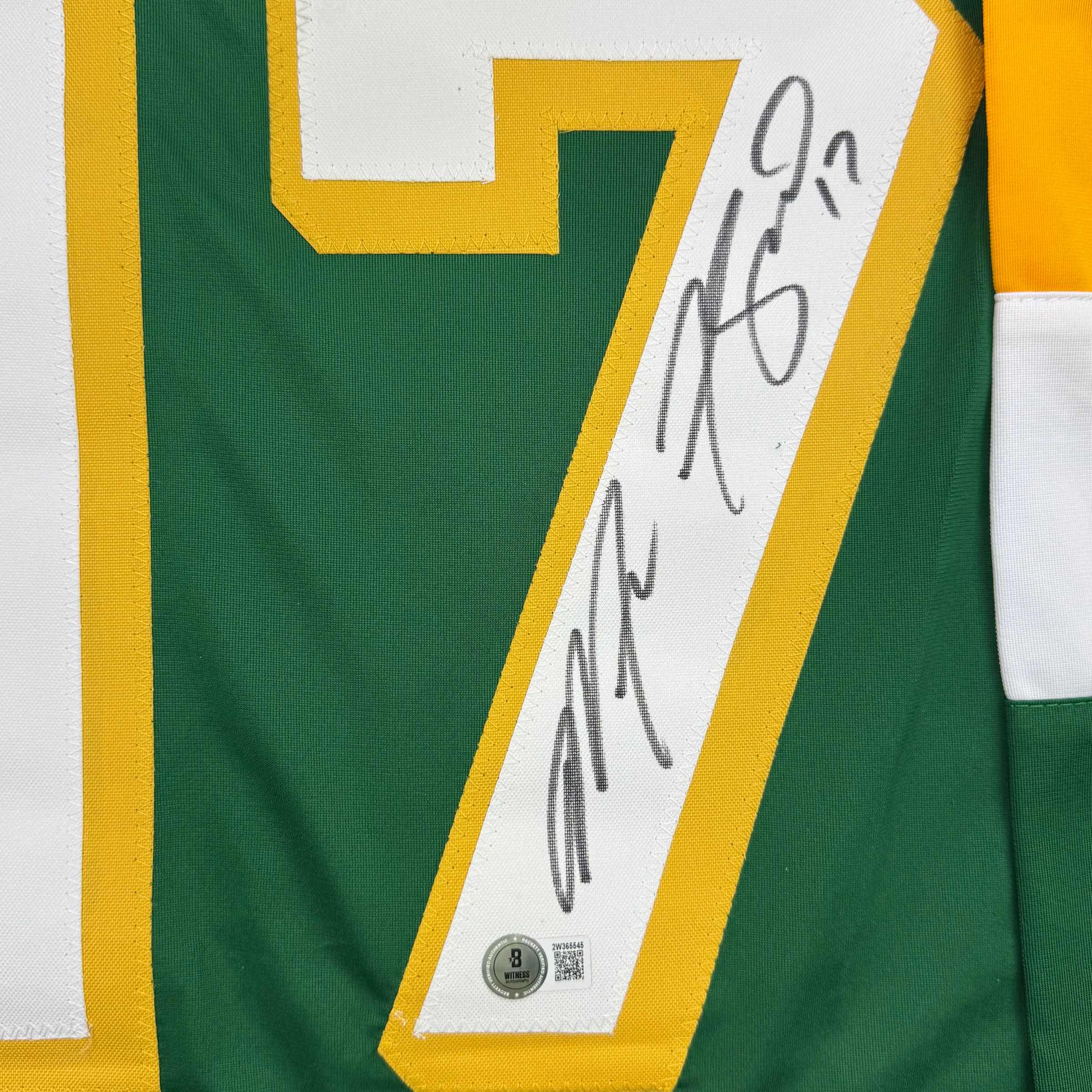 Autographed/Signed Marcus Foligno Minnesota Green Hockey Jersey Beckett BAS COA