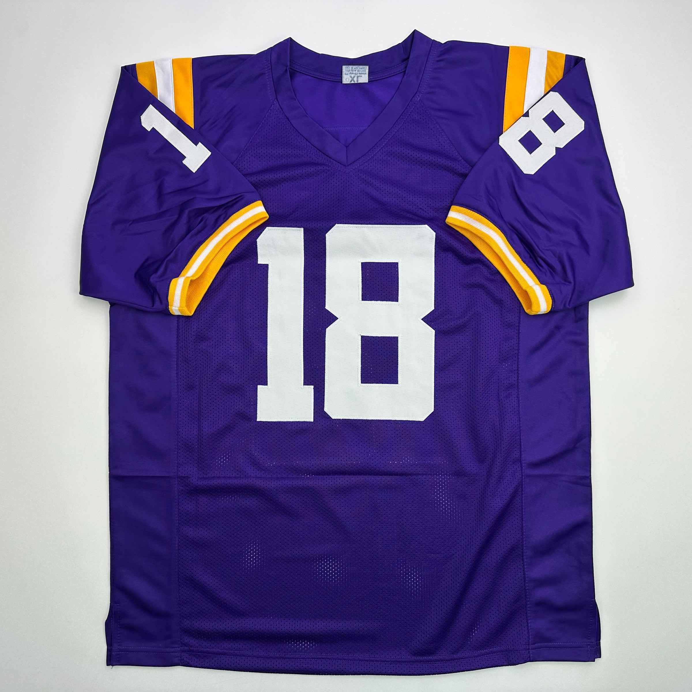 Facsimile Autographed Garrett Nussmeier LSU Purple Reprint Laser Auto College Football Jersey Size Men's XL