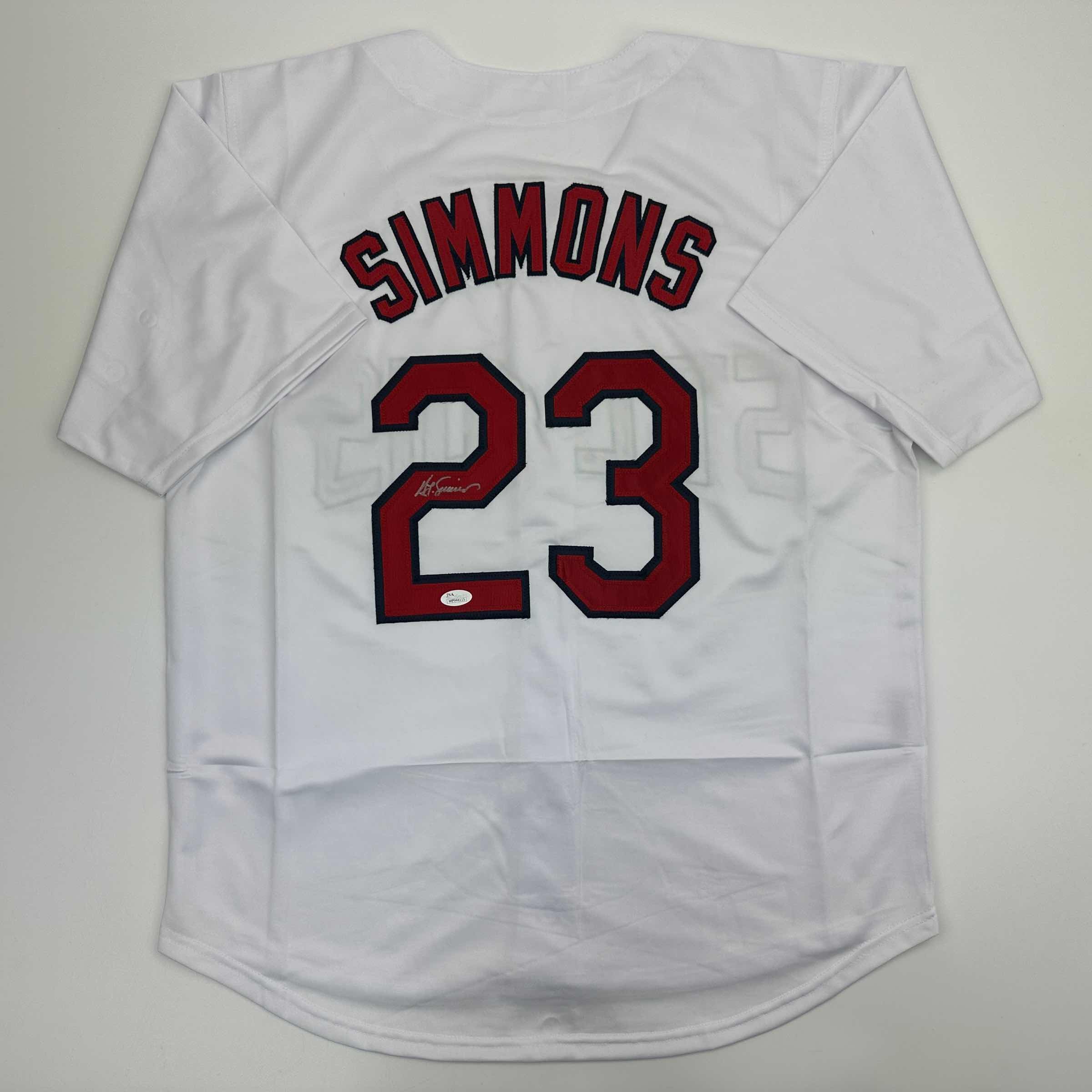 Autographed/Signed Ted Simmons St. Louis White Baseball Jersey JSA COA