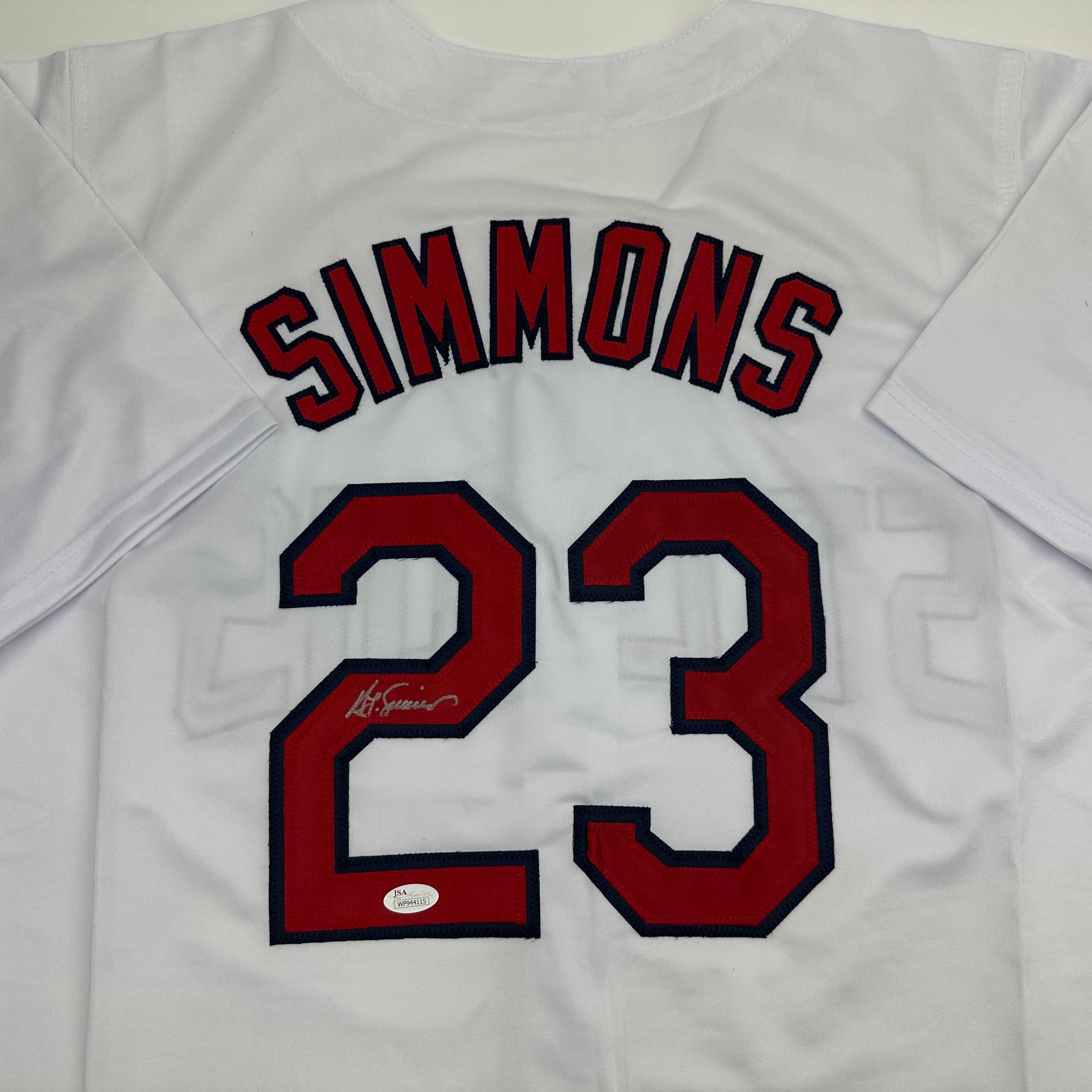 Autographed/Signed Ted Simmons St. Louis White Baseball Jersey JSA COA