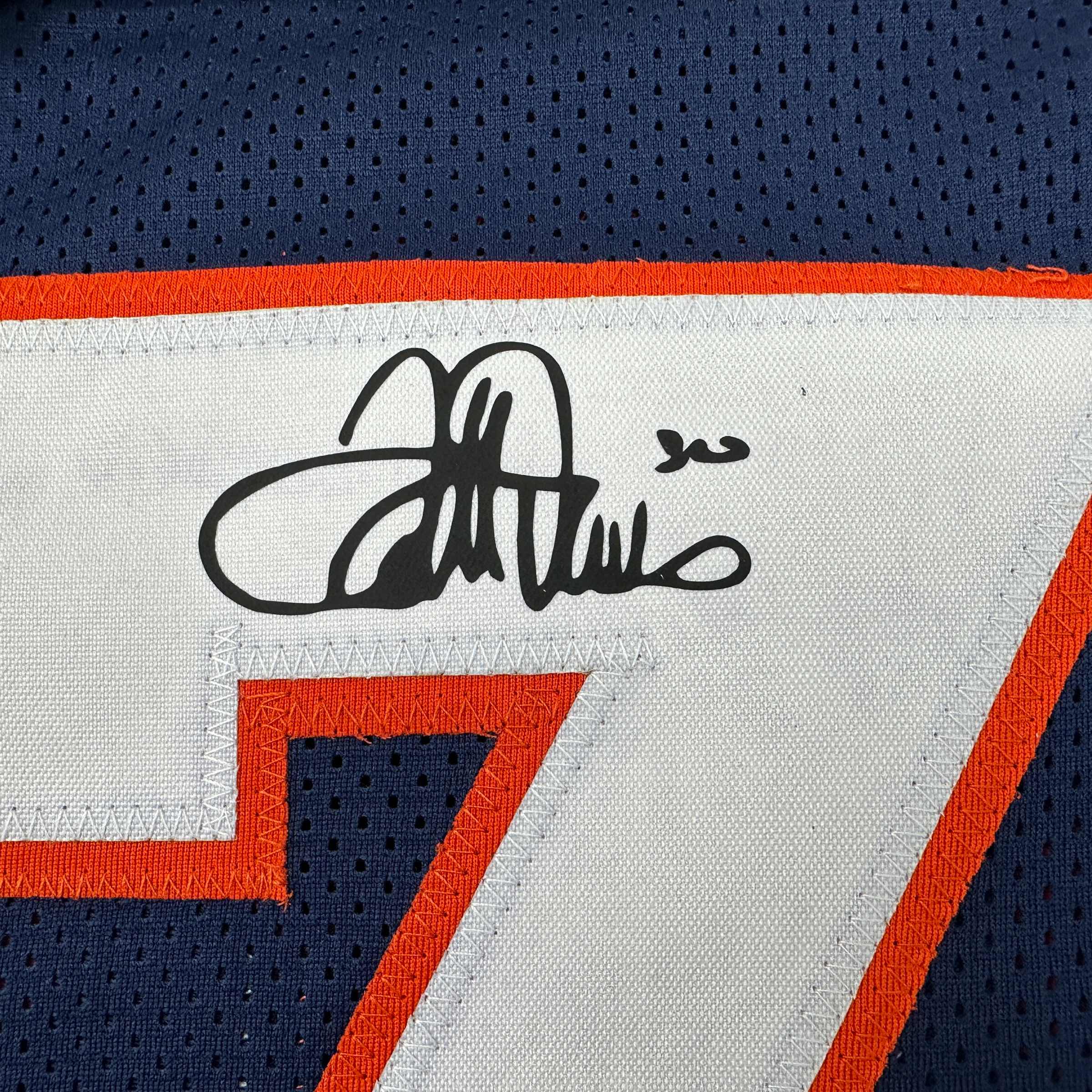 Framed Facsimile Autographed Terrell Davis 35x39 Denver Blue Reprint Laser Auto Football Jersey