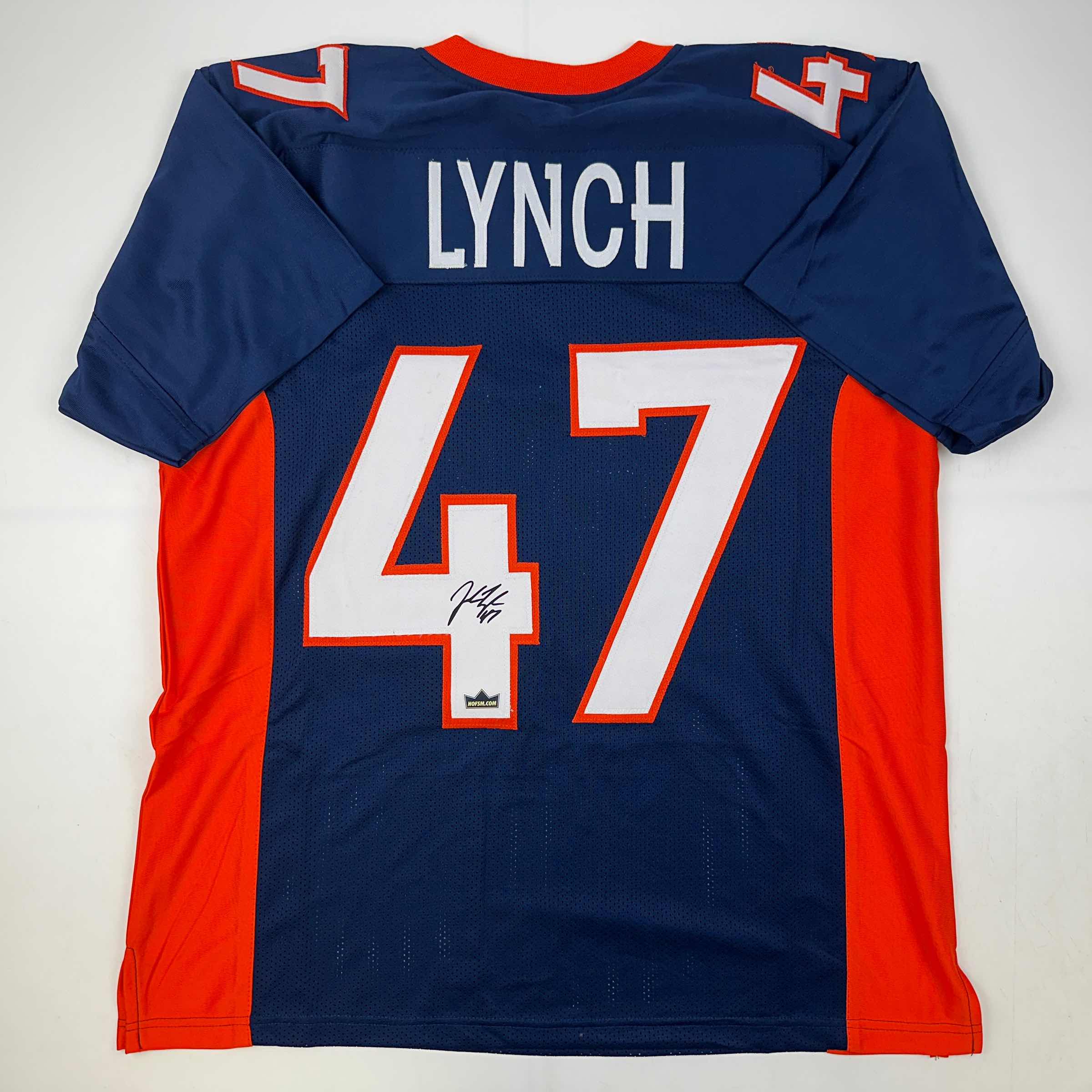 Facsimile Autographed John Lynch Denver Blue Reprint Laser Auto Football Jersey Size Men's XL