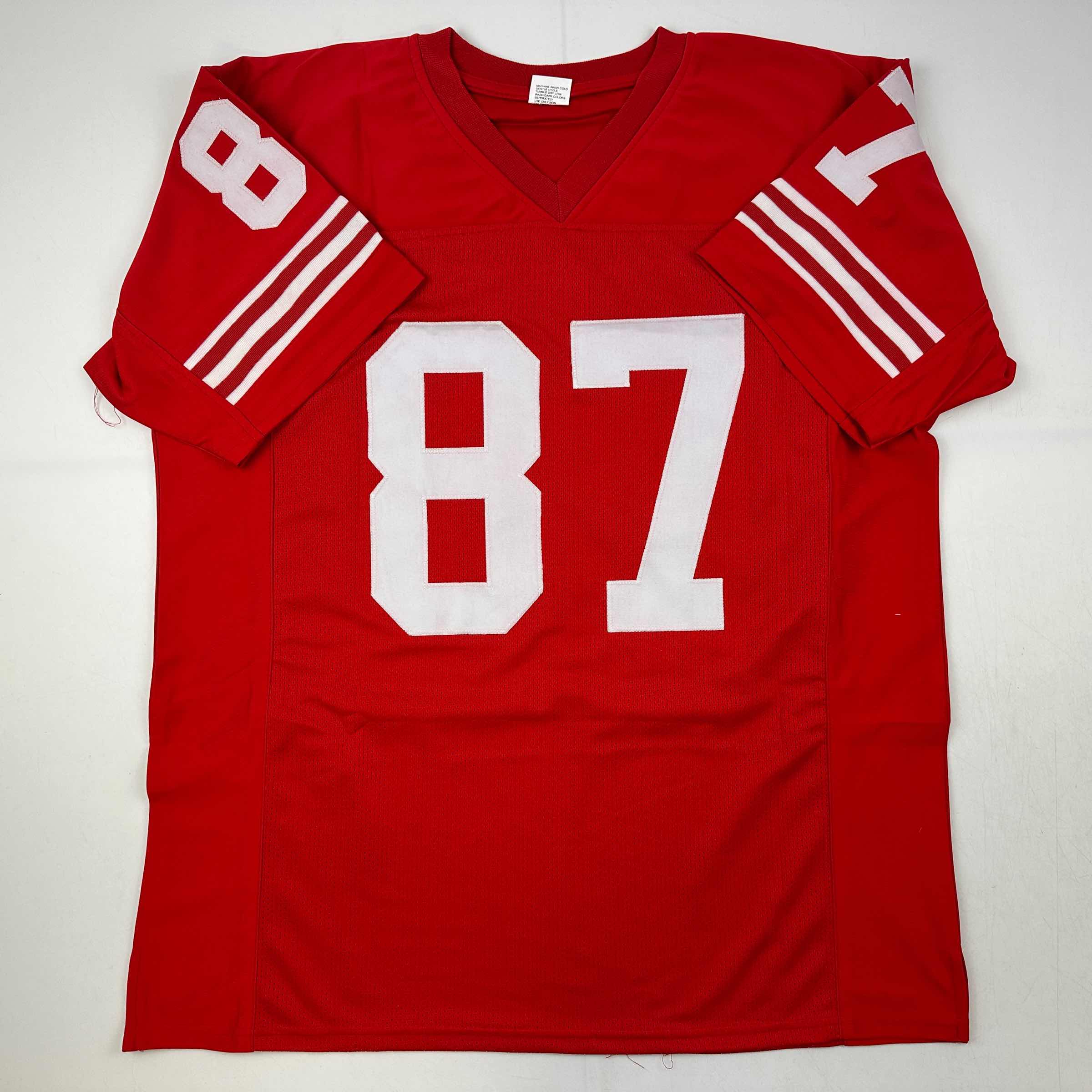Facsimile Autographed Dwight Clark San Francisco Red Reprint Laser Auto Football Jersey Size Men's XL