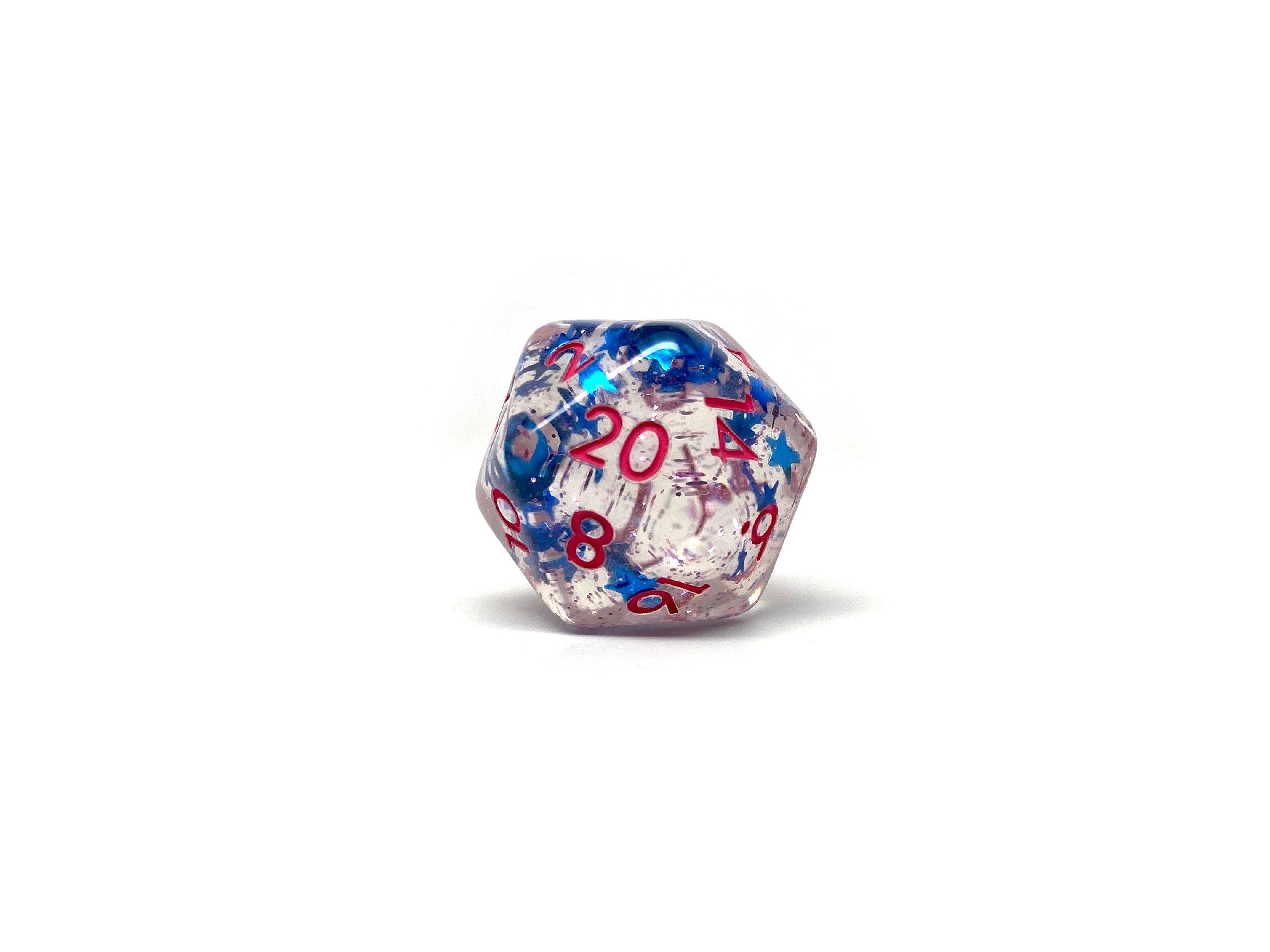 Translucent Starburst with Pink Numbering Dice Collection - 7 Piece Set