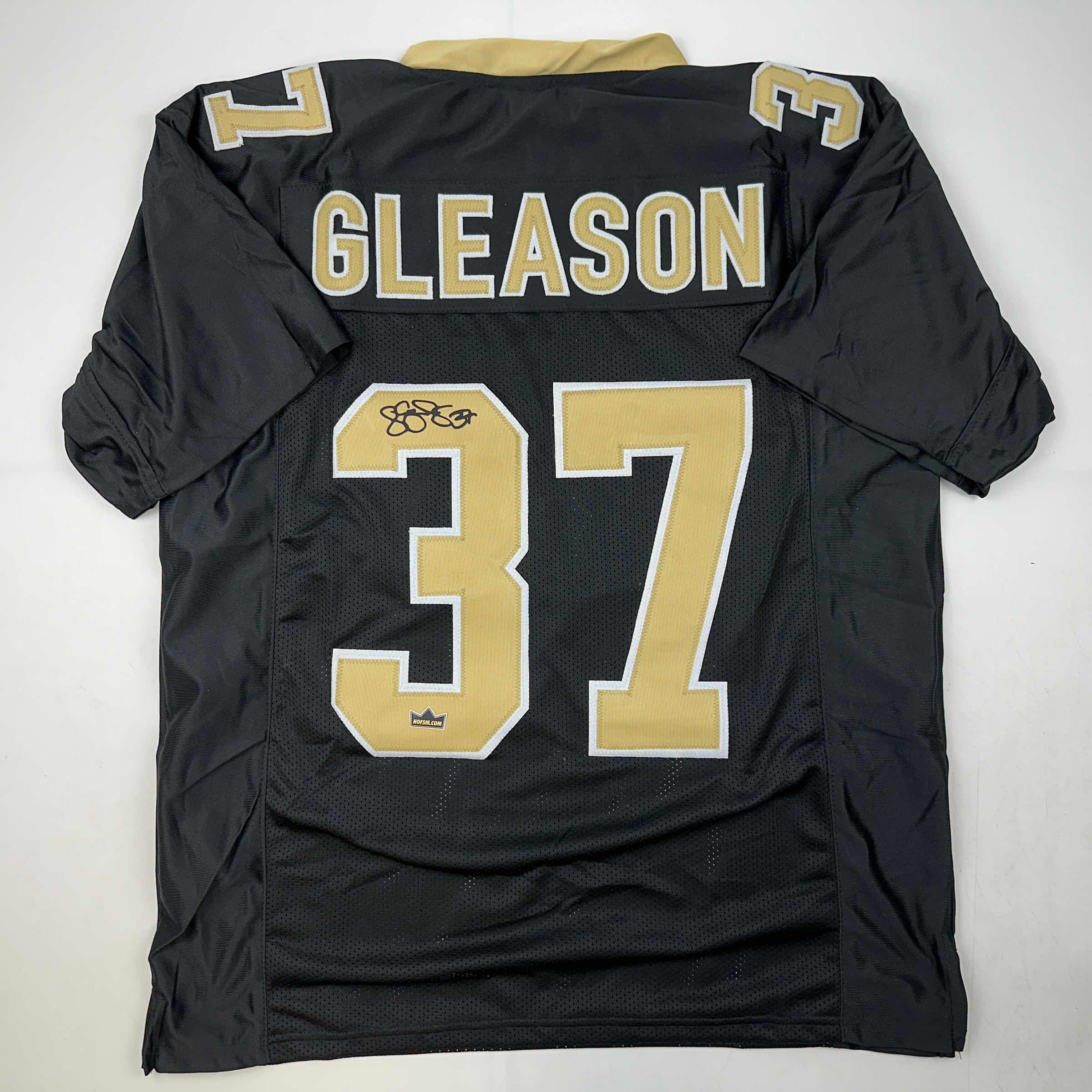 Facsimile Autographed Steve Gleason New Orleans Black Reprint Laser Auto Football Jersey Size Men's XL