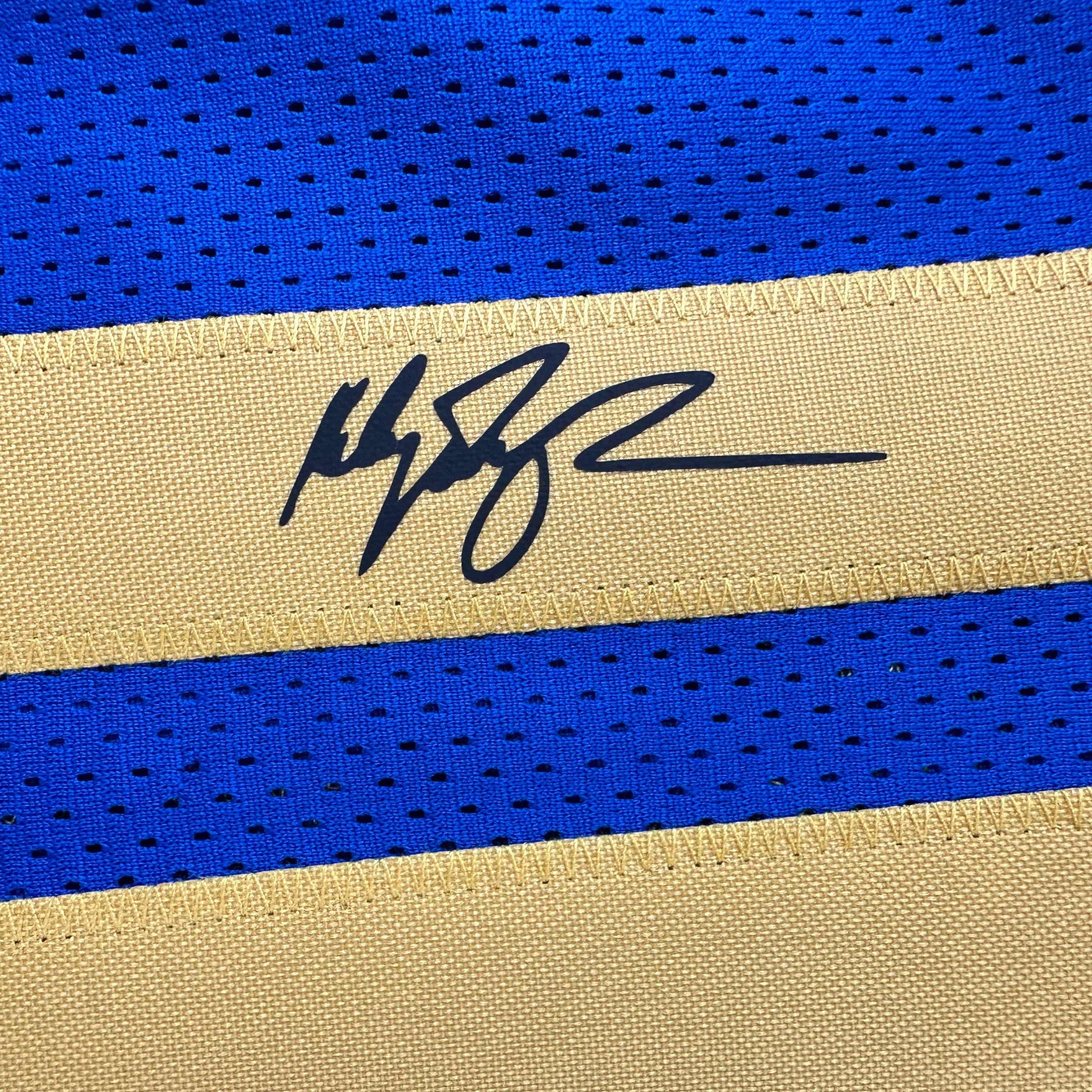Facsimile Autographed Klay Thompson Golden State Blue Reprint Laser Auto Basketball Jersey Size Men's XL