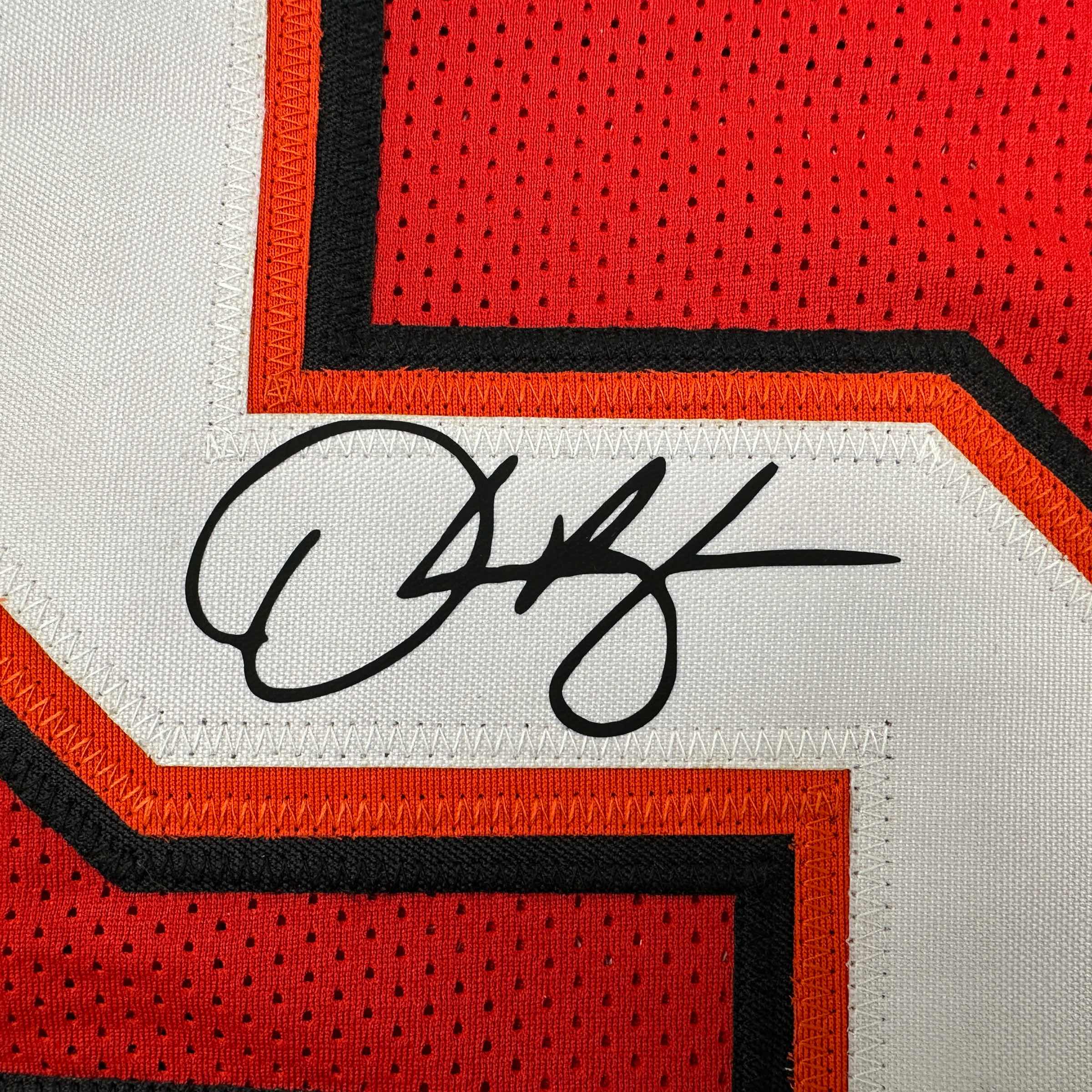 Framed Facsimile Autographed Derrick Brooks 35x39 Tampa Bay Red Reprint Laser Auto Football Jersey