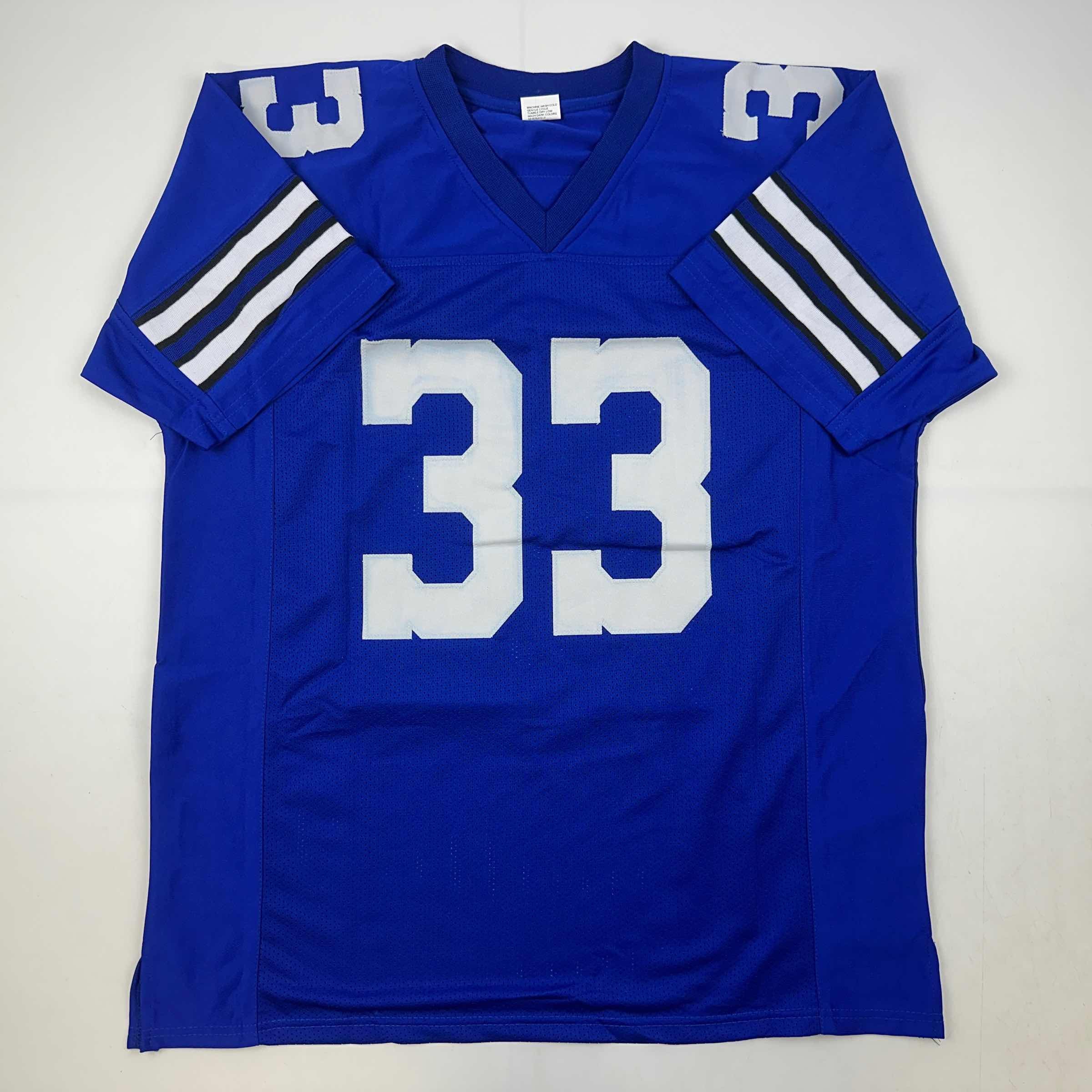 Facsimile Autographed Tony Dorsett Dallas Blue Reprint Laser Auto Football Jersey Size Men's XL