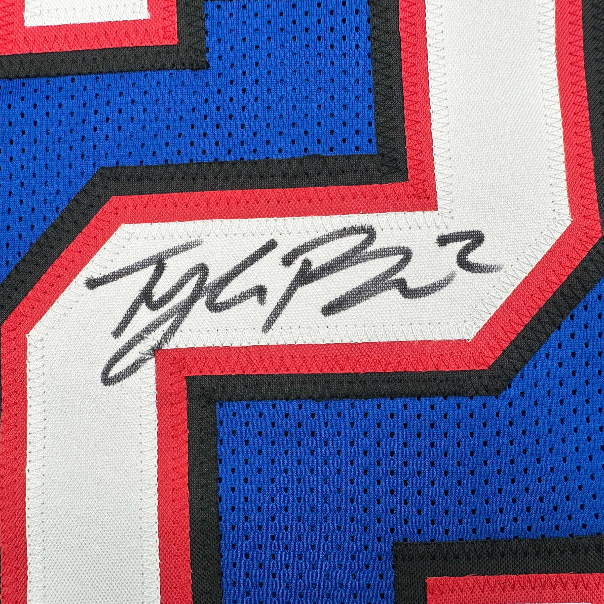 Autographed/Signed Tyler Bass Buffalo Blue Football Jersey JSA COA