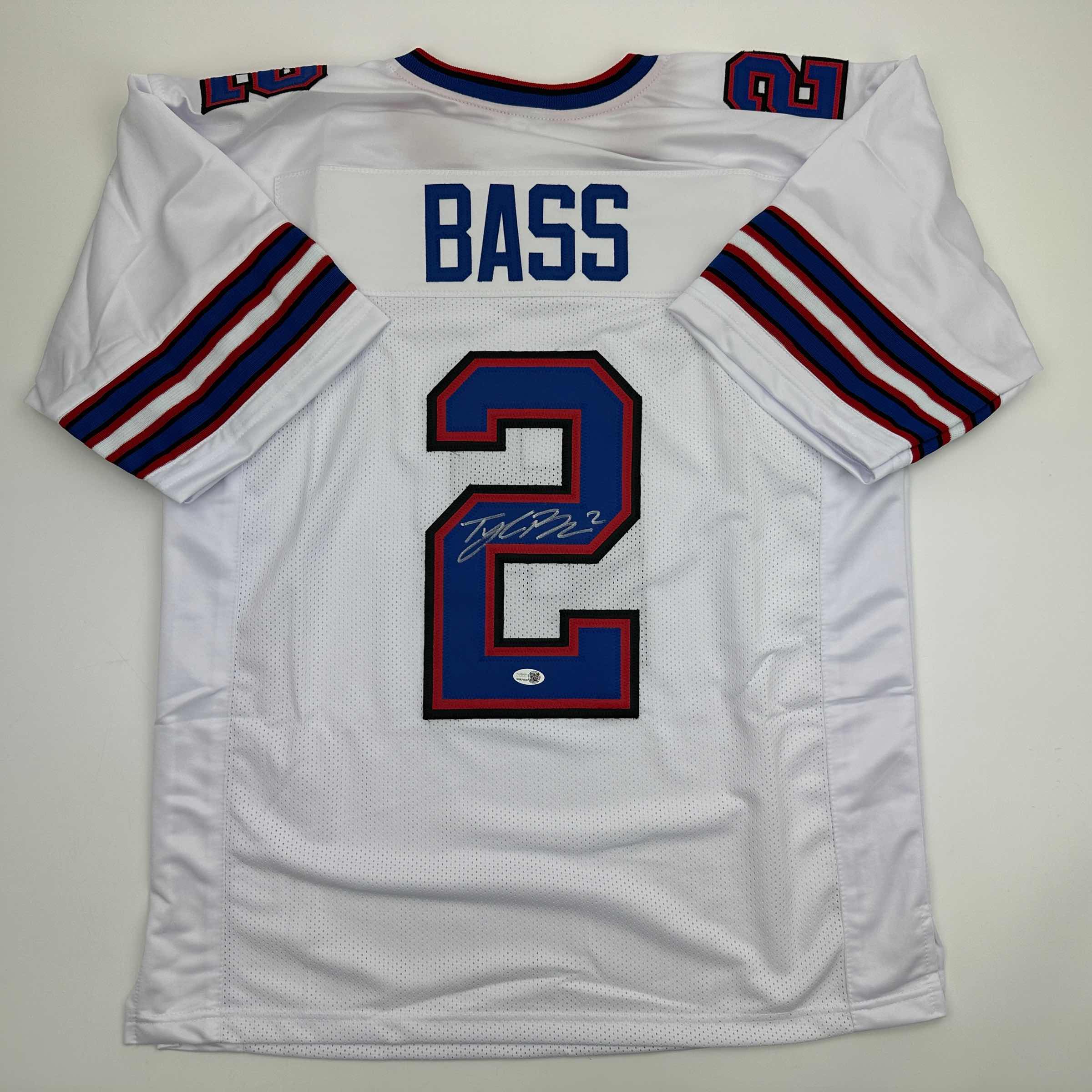 Autographed/Signed Tyler Bass Buffalo White Football Jersey JSA COA