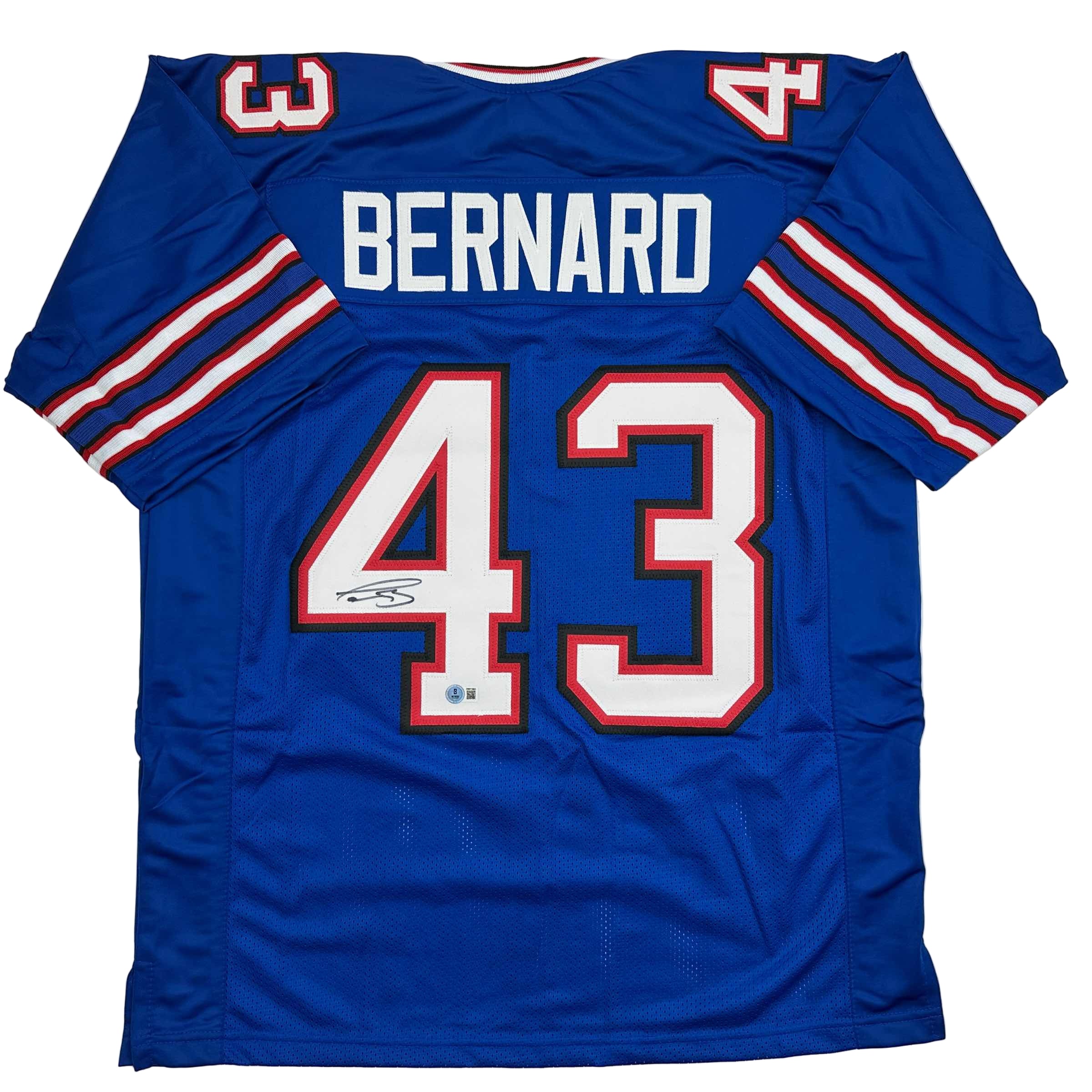 Autographed/Signed Terrel Bernard Buffalo Blue Football Jersey Beckett BAS COA