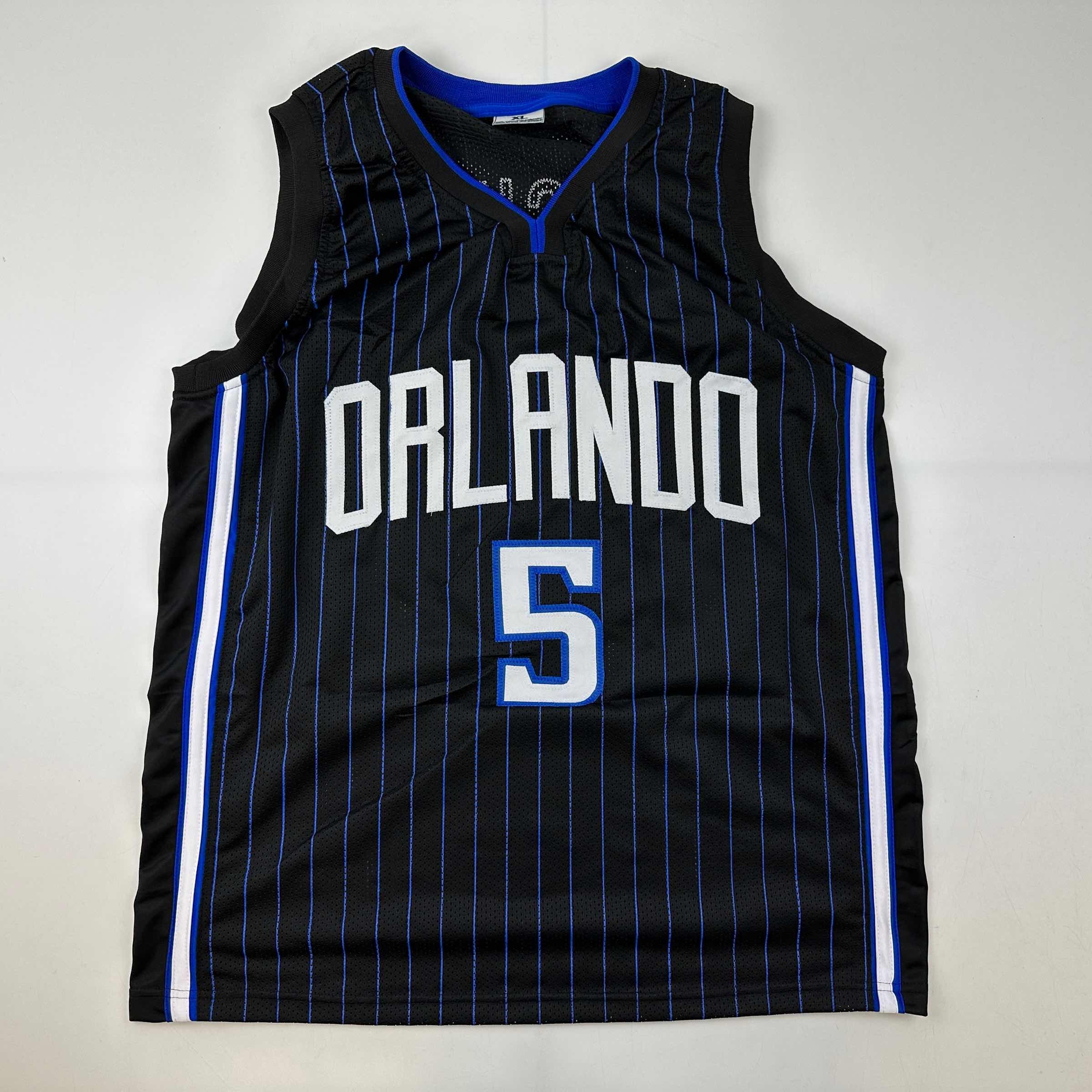 Facsimile Autographed Paolo Banchero Orlando Black Pinstripe Reprint Laser Auto Basketball Jersey Size Men's XL