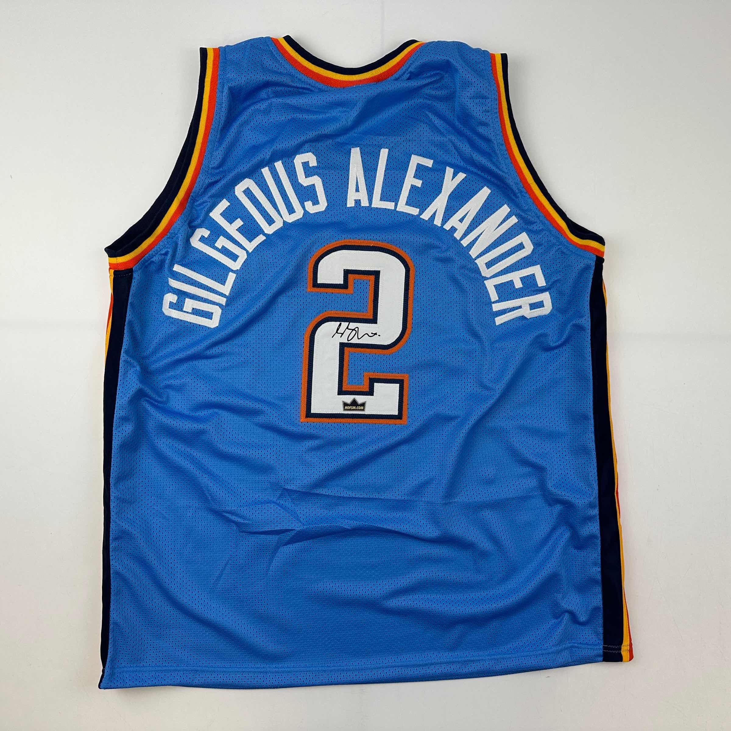 Facsimile Autographed Shai Gilgeous-Alexander SGA Oklahoma City Blue Reprint Laser Auto Basketball Jersey Size Men's XL