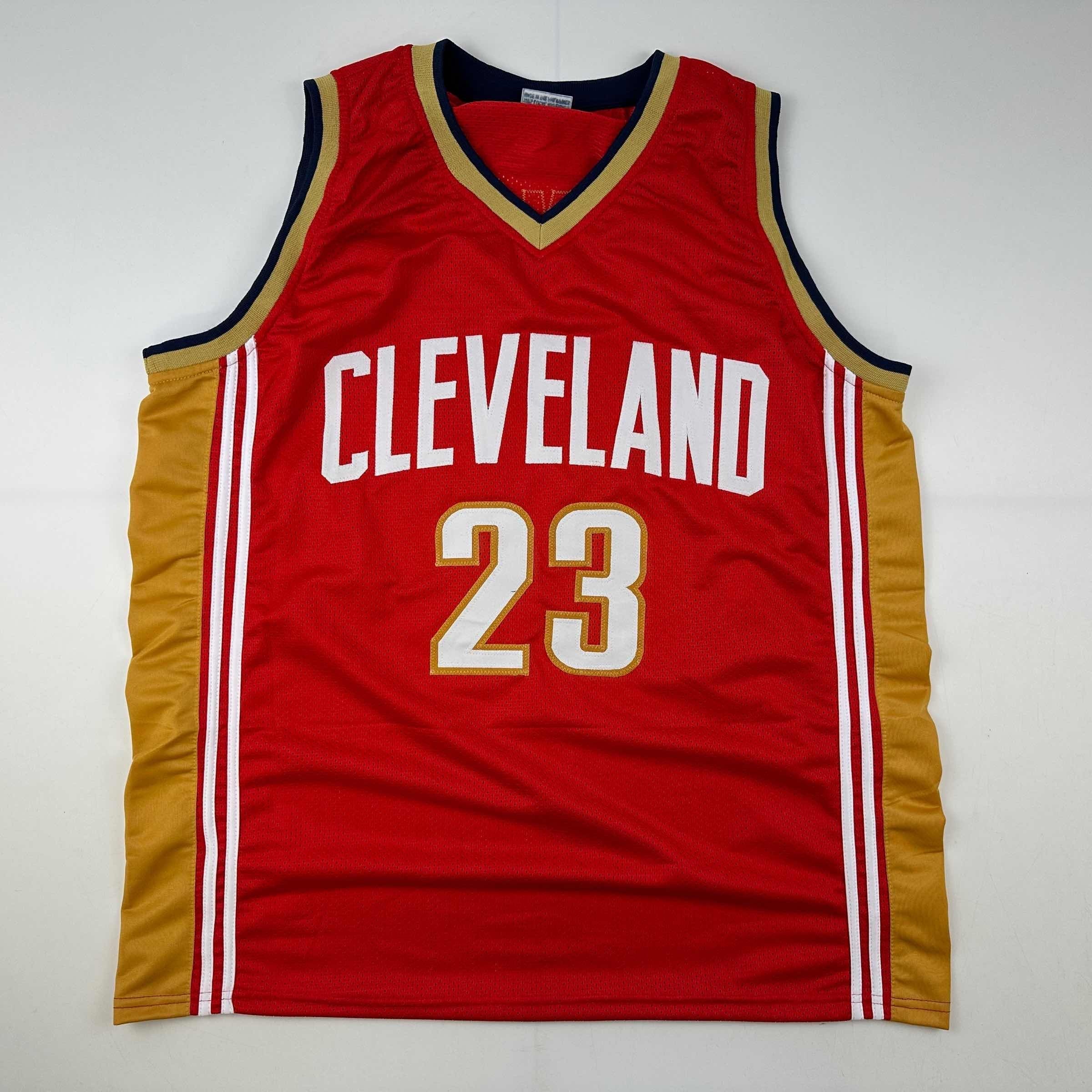 Facsimile Autographed LeBron James Cleveland Red Reprint Laser Auto Basketball Jersey Size Men's XL