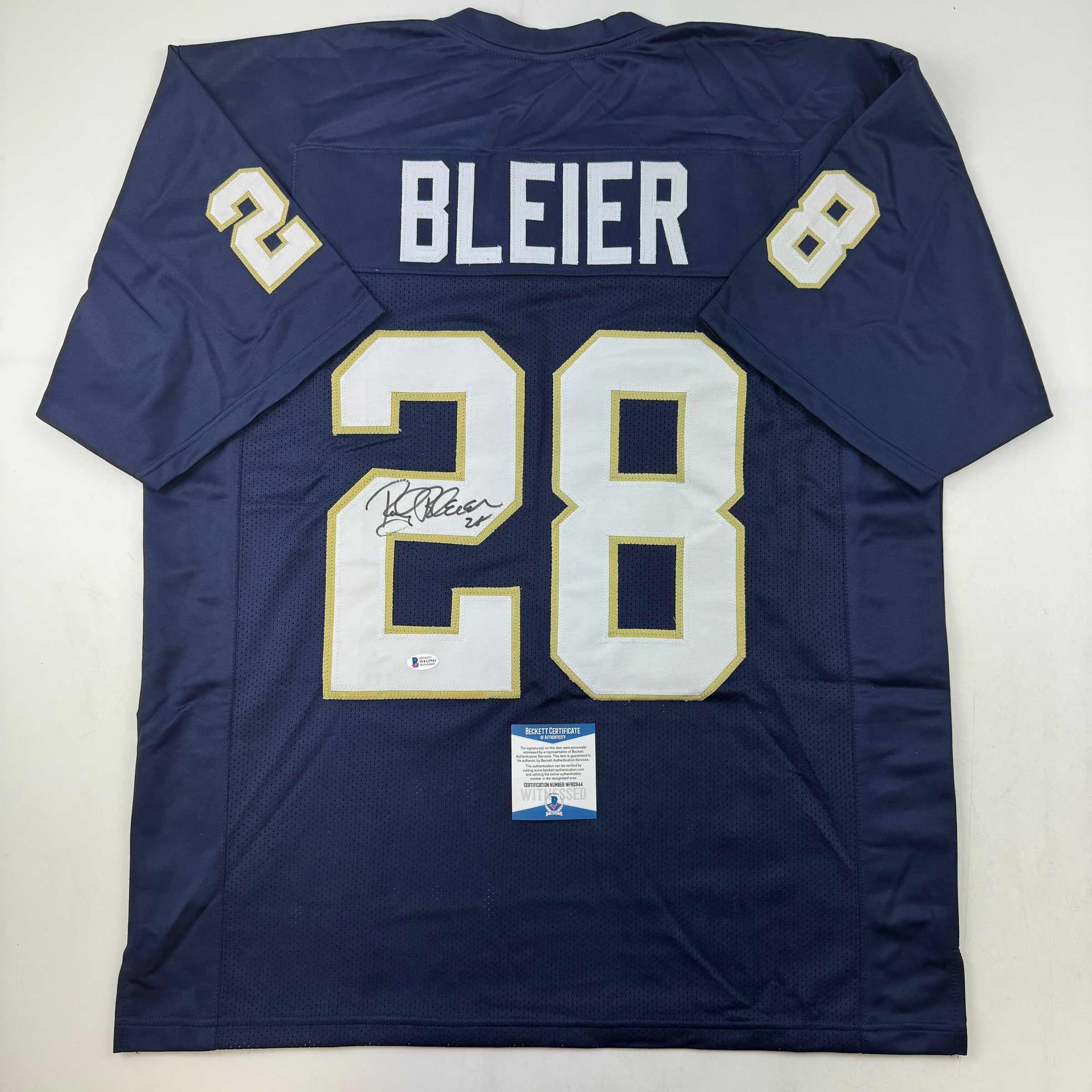 Autographed/Signed Rocky Bleier Notre Dame Blue College Football Jersey JSA COA