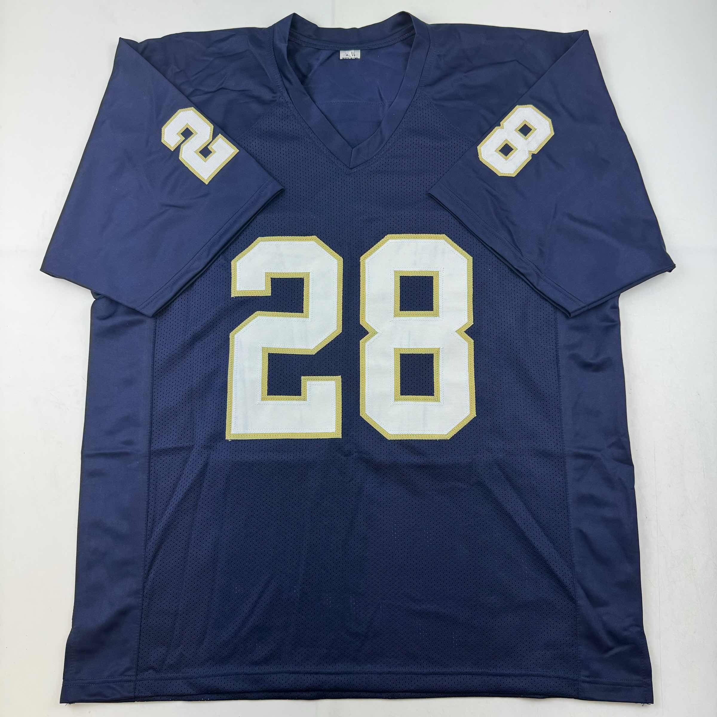 Autographed/Signed Rocky Bleier Notre Dame Blue College Football Jersey JSA COA