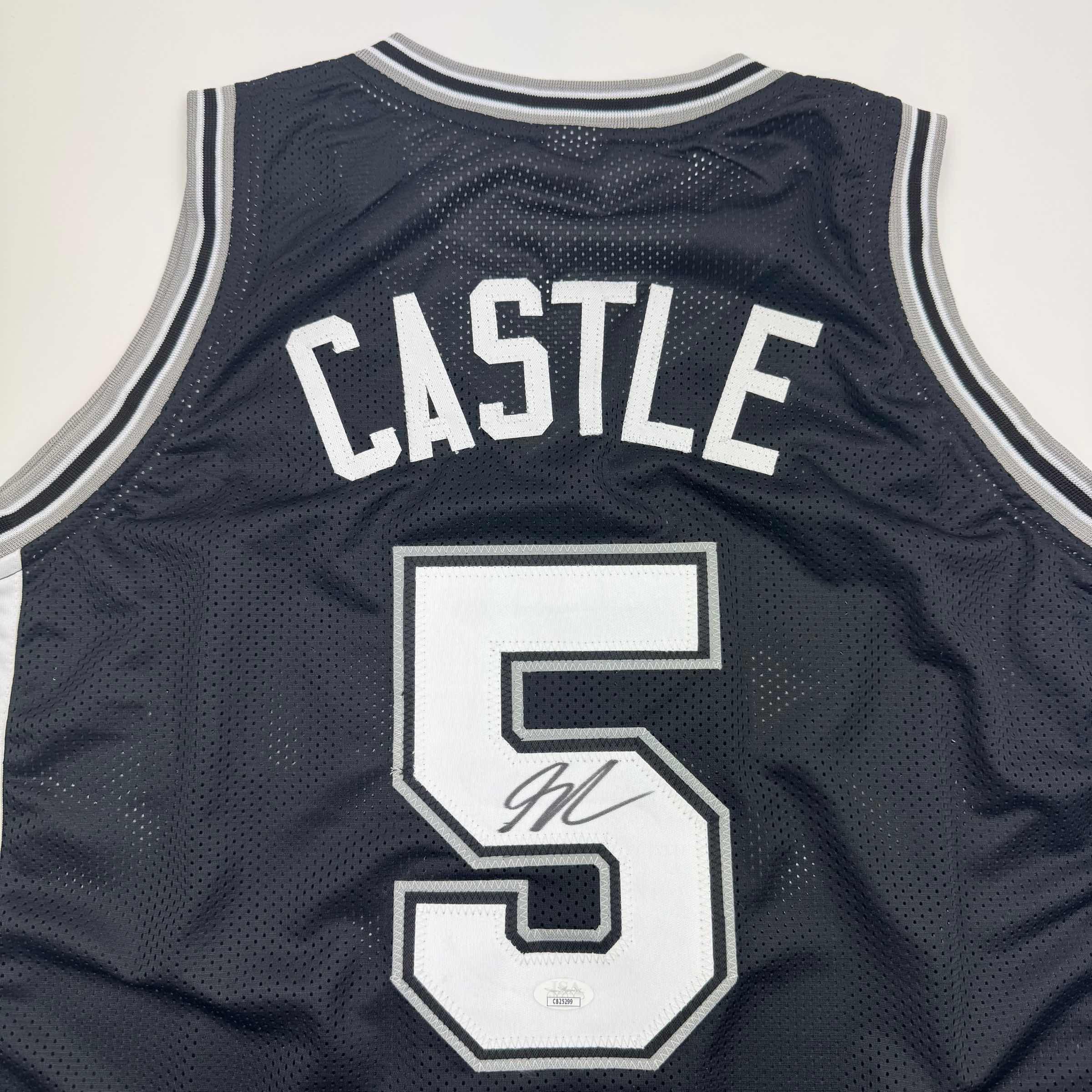 Autographed/Signed Stephon Castle San Antonio Black Basketball Jersey JSA COA