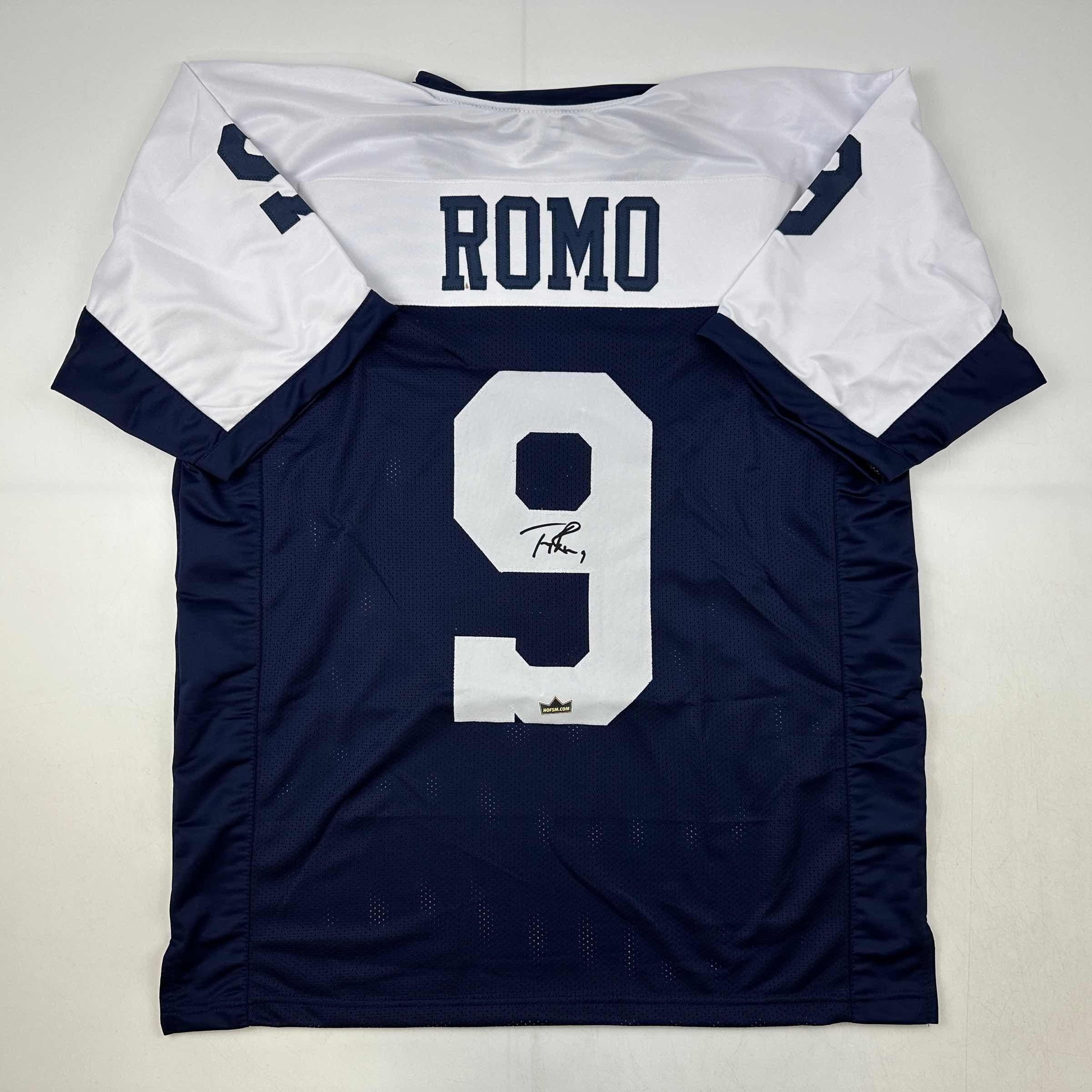 Facsimile Autographed Tony Romo Dallas Thanksgiving Day Reprint Laser Auto Football Jersey Size Men's XL