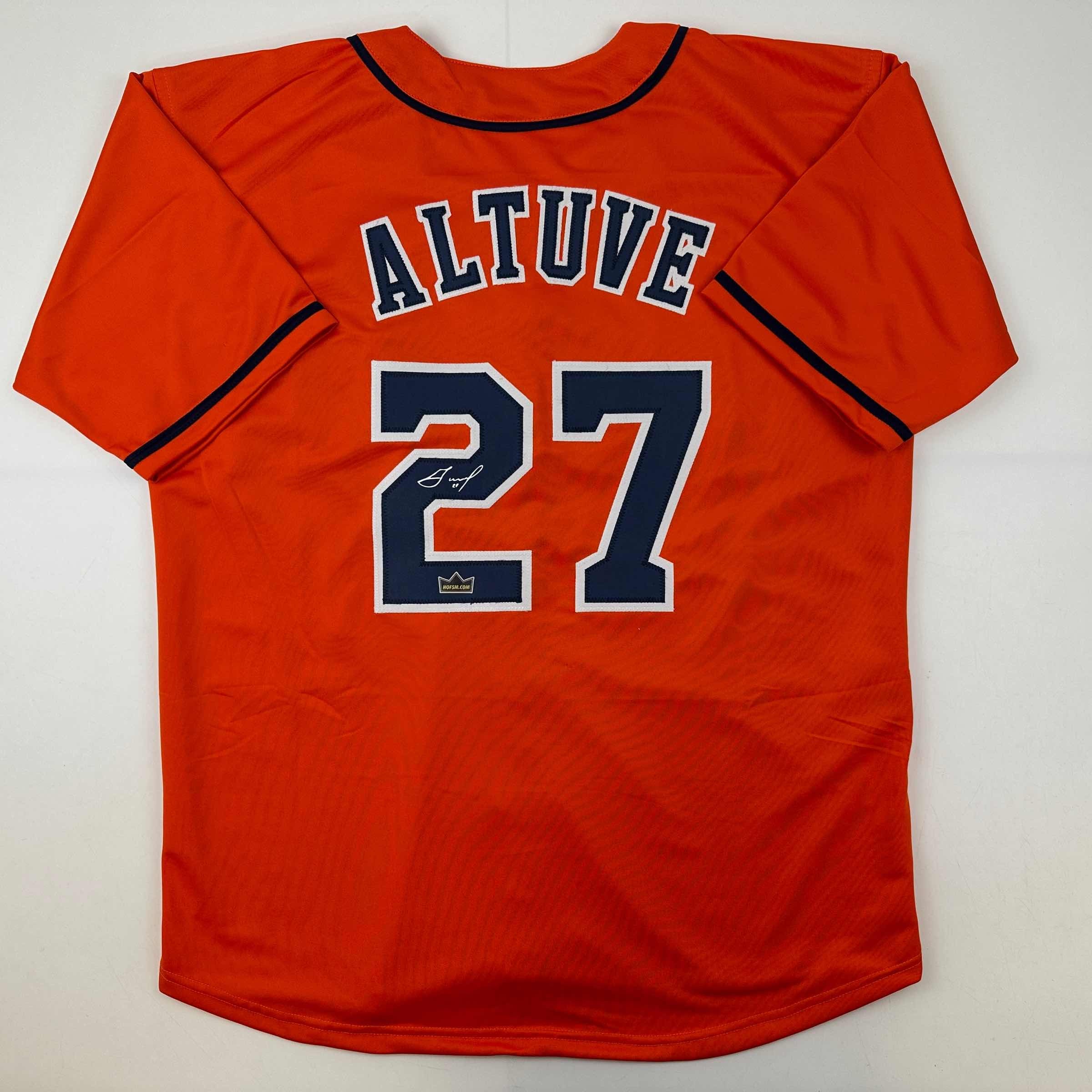 Facsimile Autographed Jose Altuve Houston Orange Reprint Laser Auto Baseball Jersey Size Men's XL