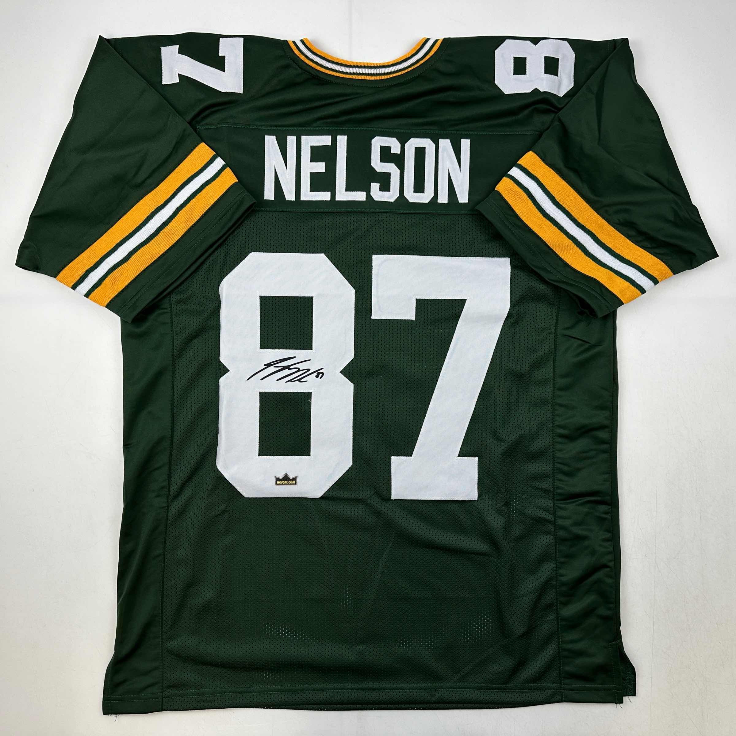 Facsimile Autographed Jordy Nelson Green Bay Green Reprint Laser Auto Football Jersey Size Men's XL