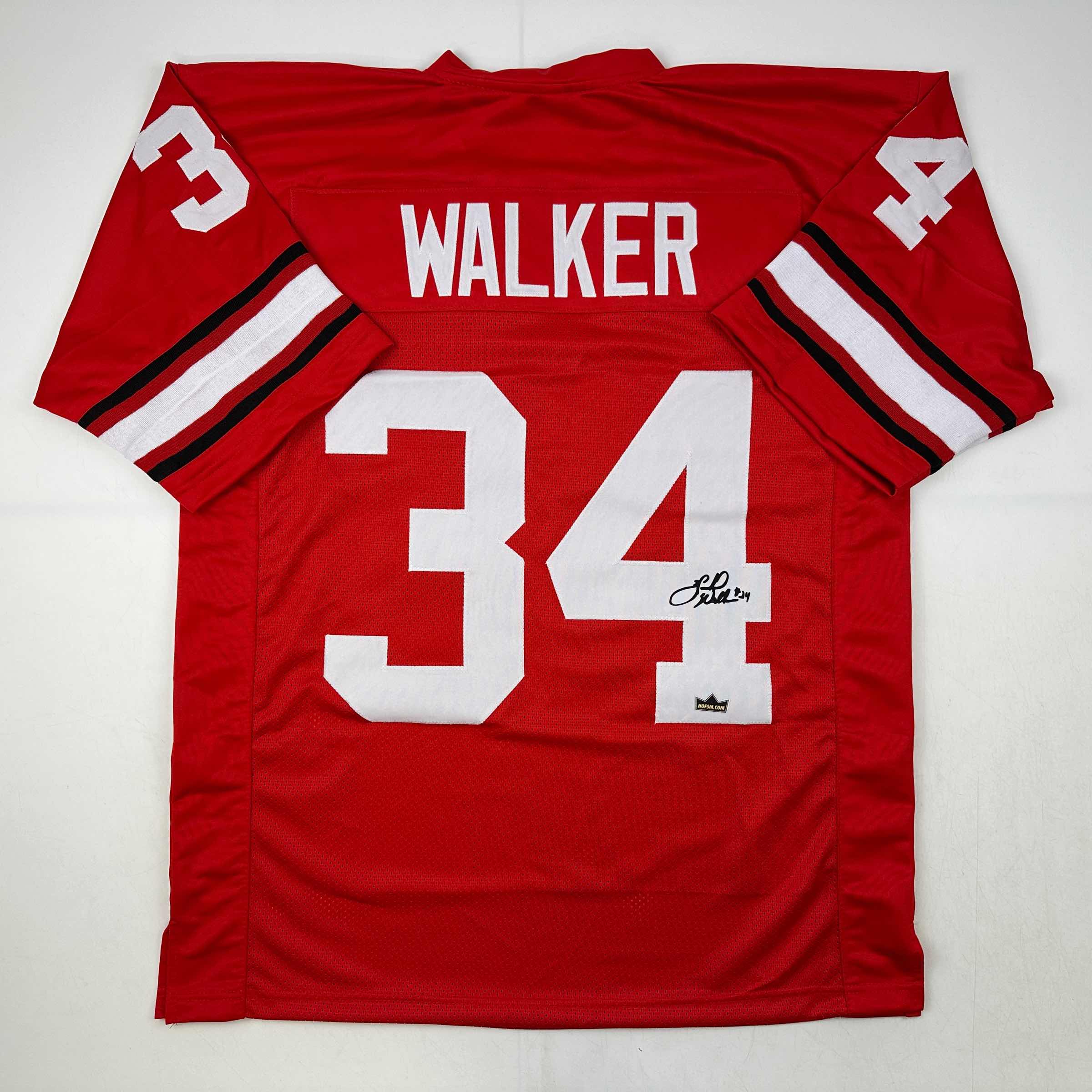 Facsimile Autographed Herschel Walker Georgia Red Reprint Laser Auto College Football Jersey Size Men's XL
