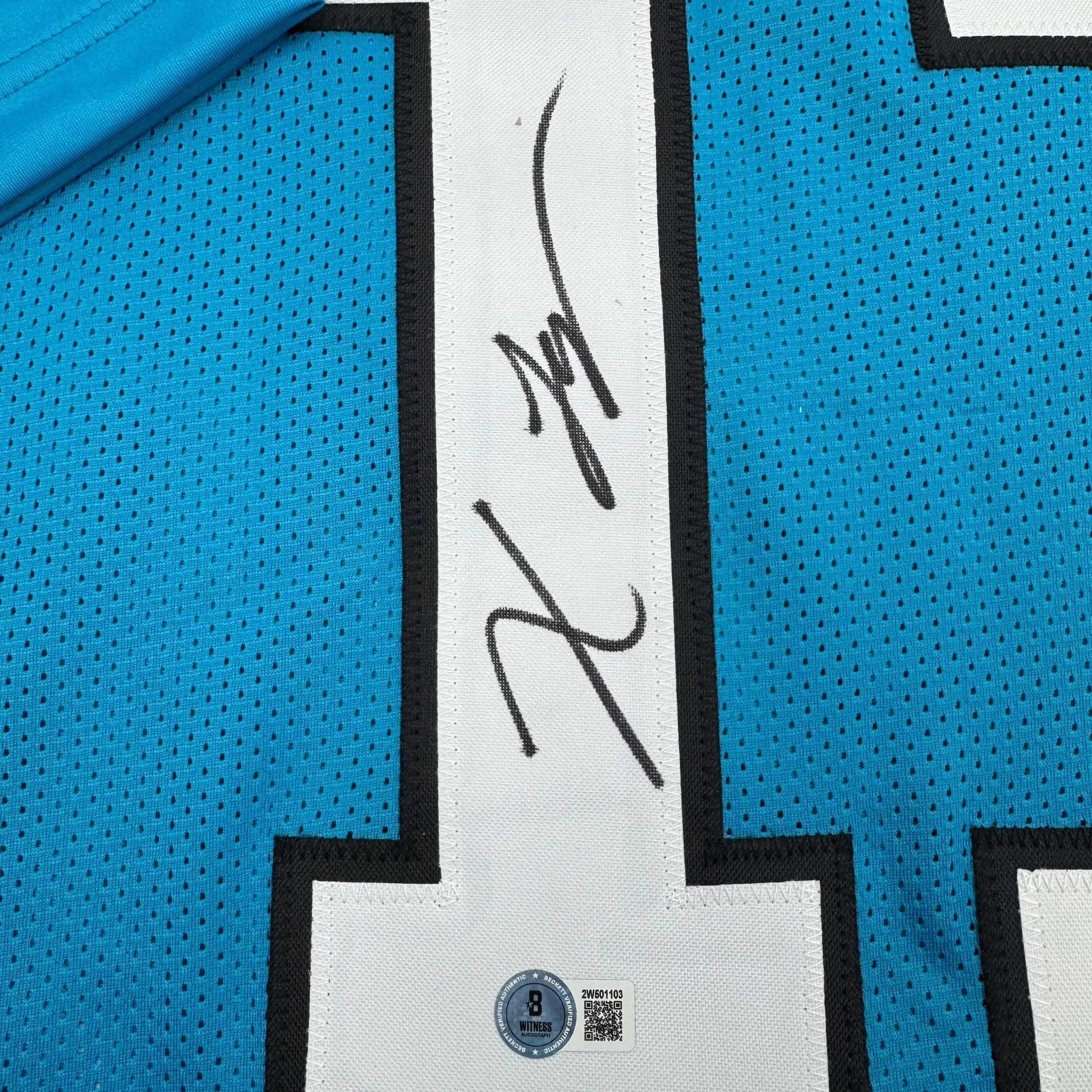 Autographed/Signed Xavier Legette Carolina Blue Football Jersey Beckett BAS COA
