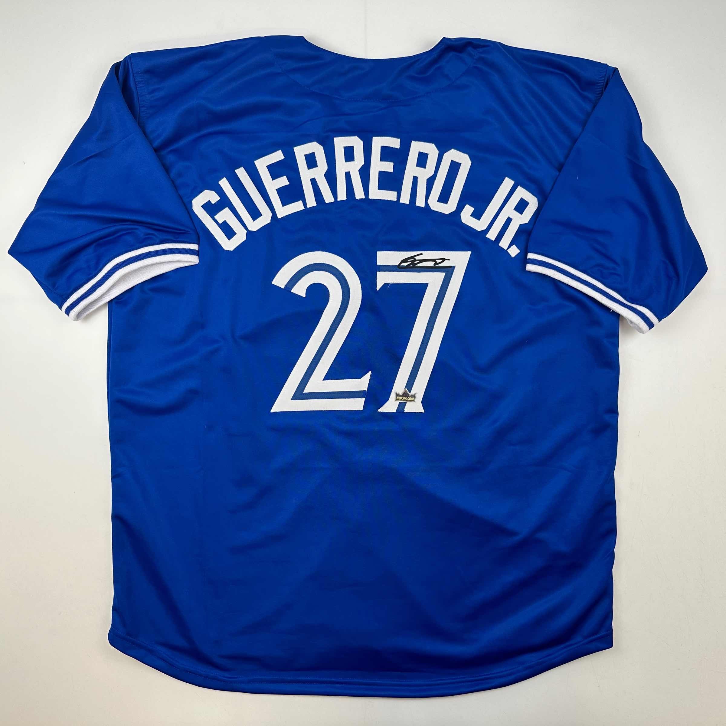 Facsimile Autographed Vladimir Vlad Guerrero Jr. Toronto Blue Reprint Laser Auto Baseball Jersey Size Men's XL