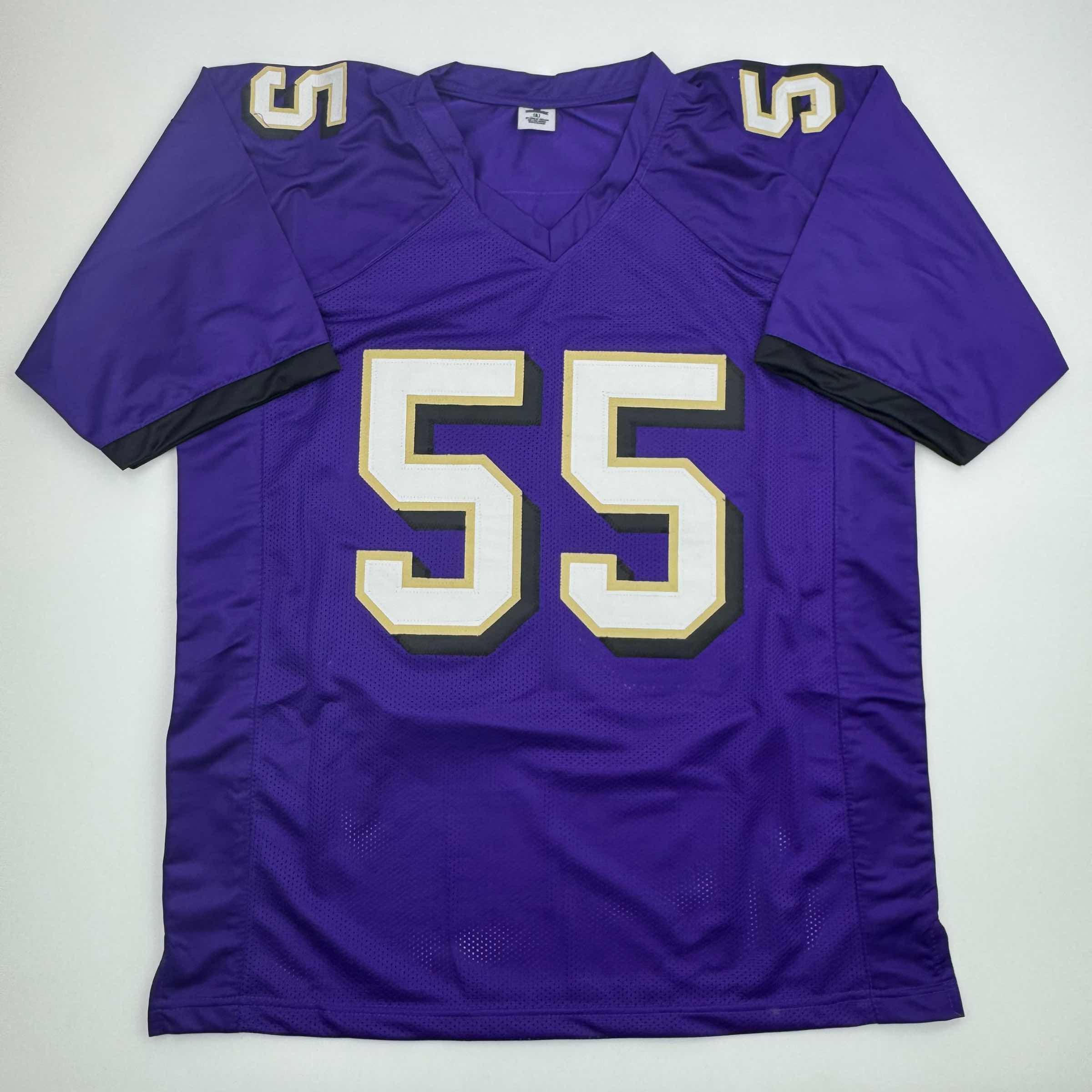 Autographed/Signed Terrell Suggs Baltimore Purple Football Jersey JSA COA #2
