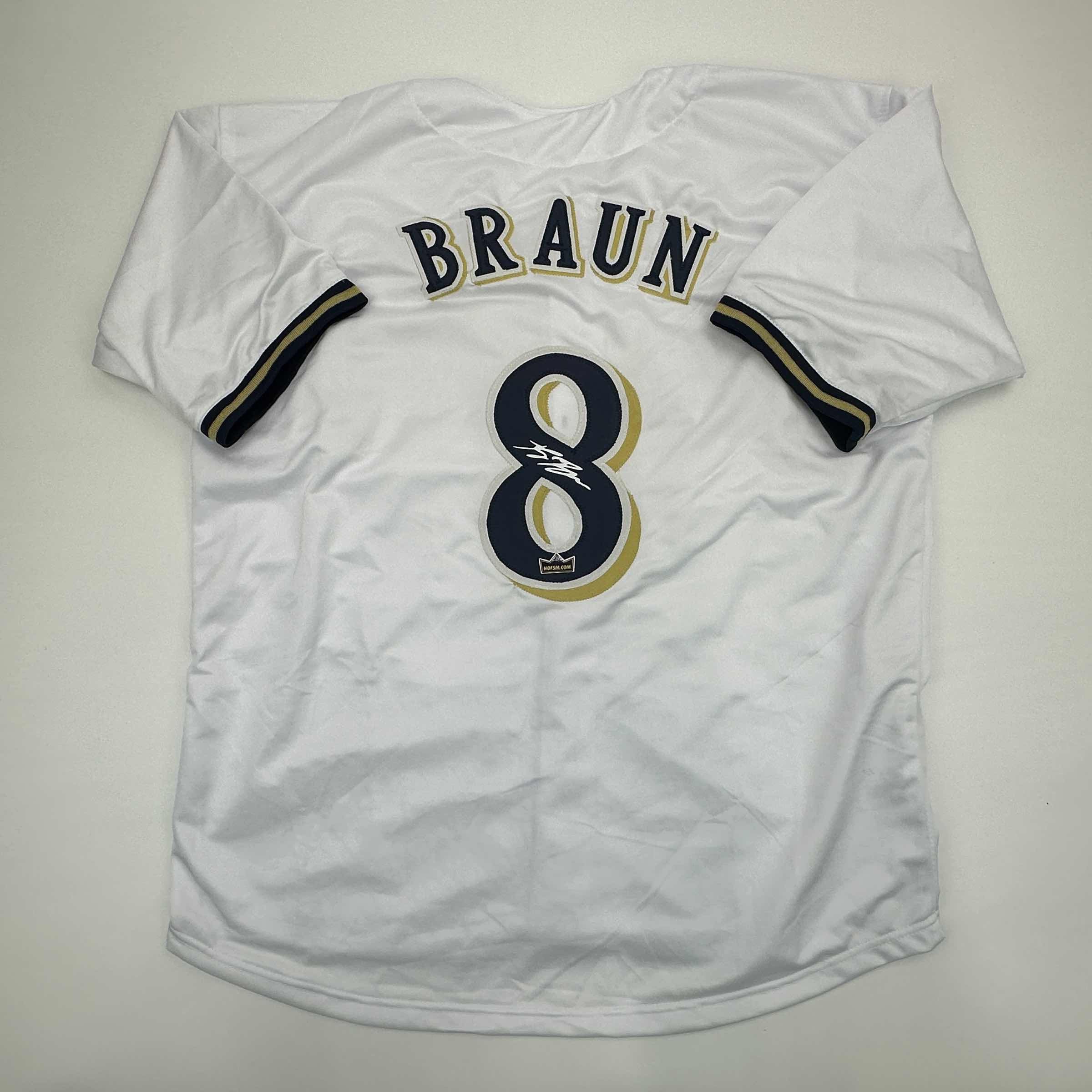 Facsimile Autographed Ryan Braun Milwaukee White Reprint Laser Auto Baseball Jersey Size Men's XL