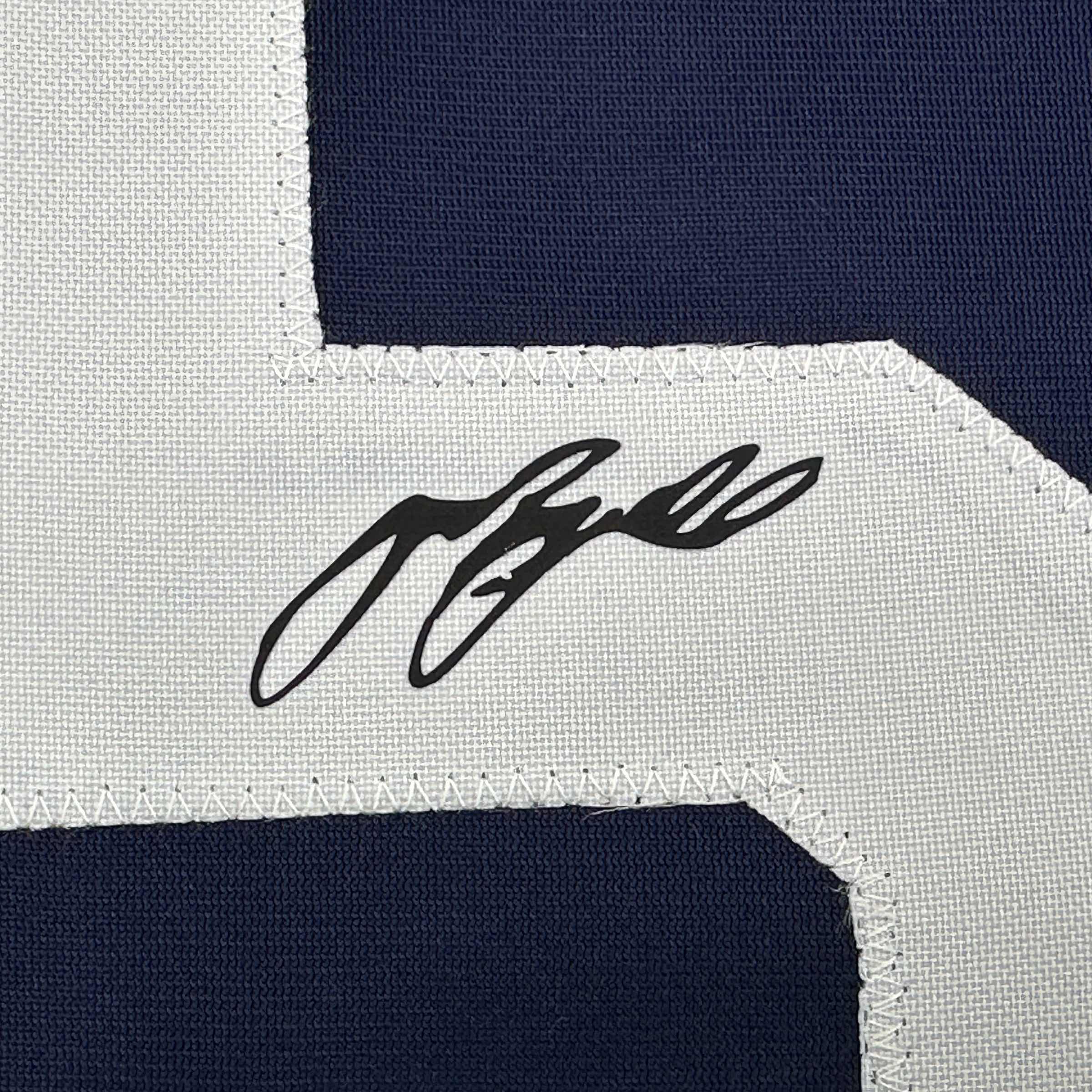 Framed Facsimile Autographed Jeff Bagwell 35x39 Houston Blue Reprint Laser Auto Baseball Jersey