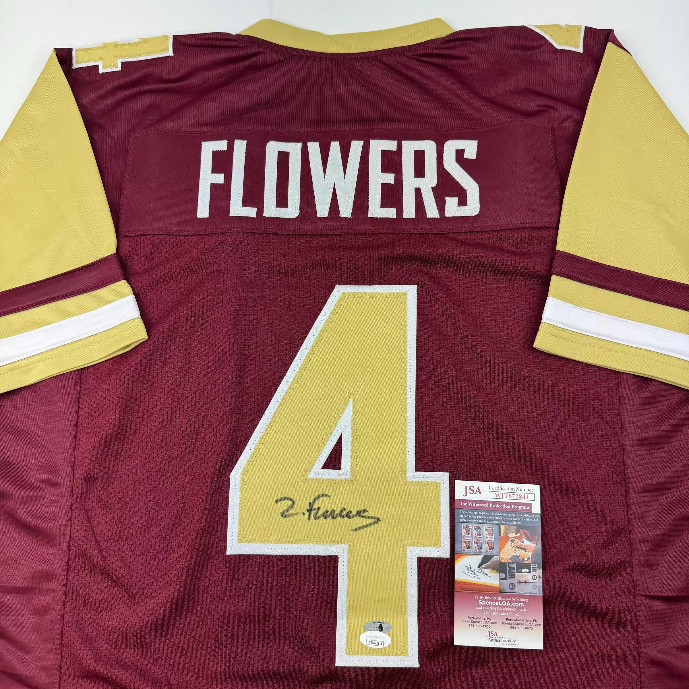 Autographed/Signed Zay Flowers Boston College Maroon Football Jersey Beckett BAS COA