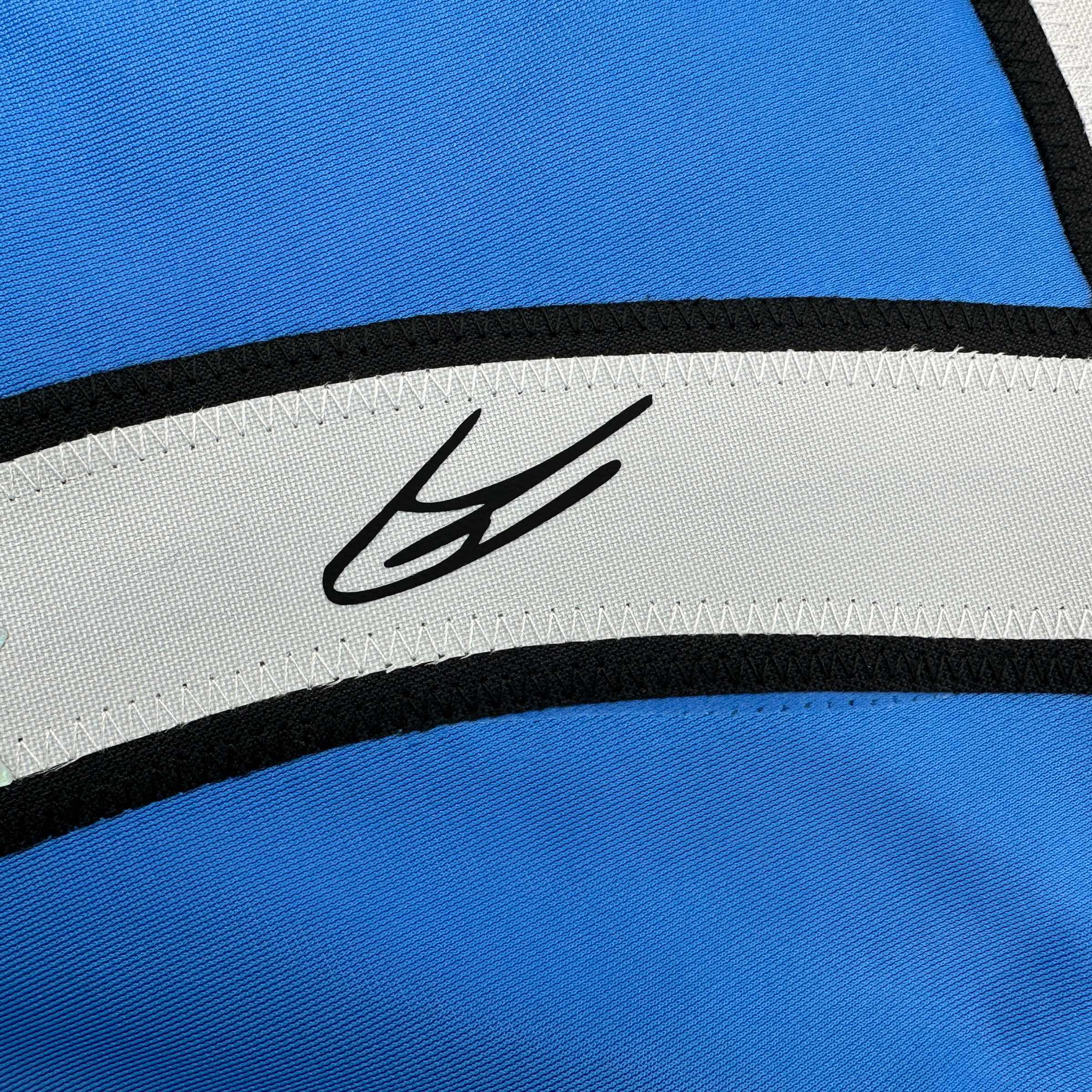 Framed Facsimile Autographed Kevin De Bruyne 35x39 Manchester City Blue Reprint Laser Auto Soccer Jersey