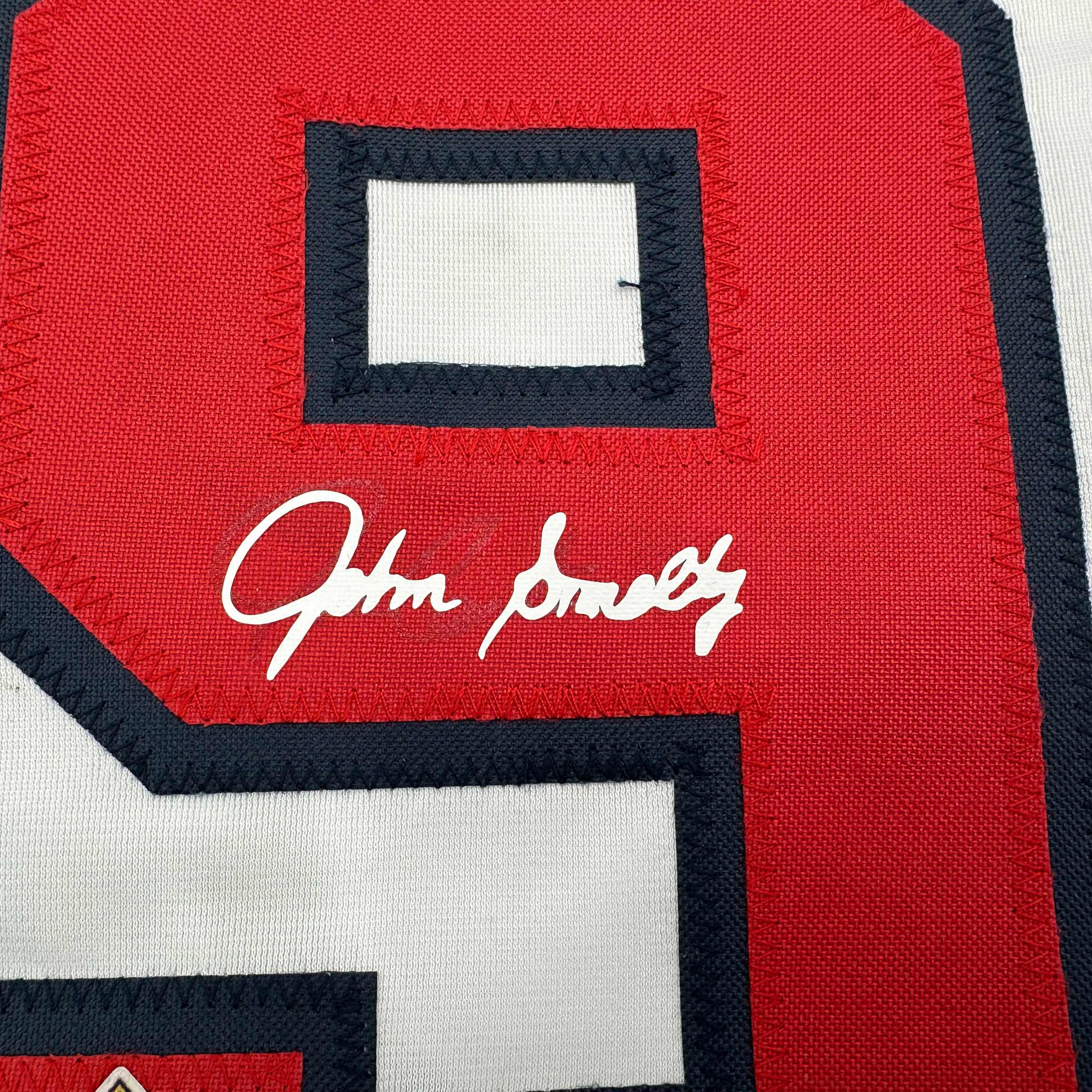 Facsimile Autographed John Smoltz Atlanta White Reprint Laser Auto Baseball Jersey Size Men's XL