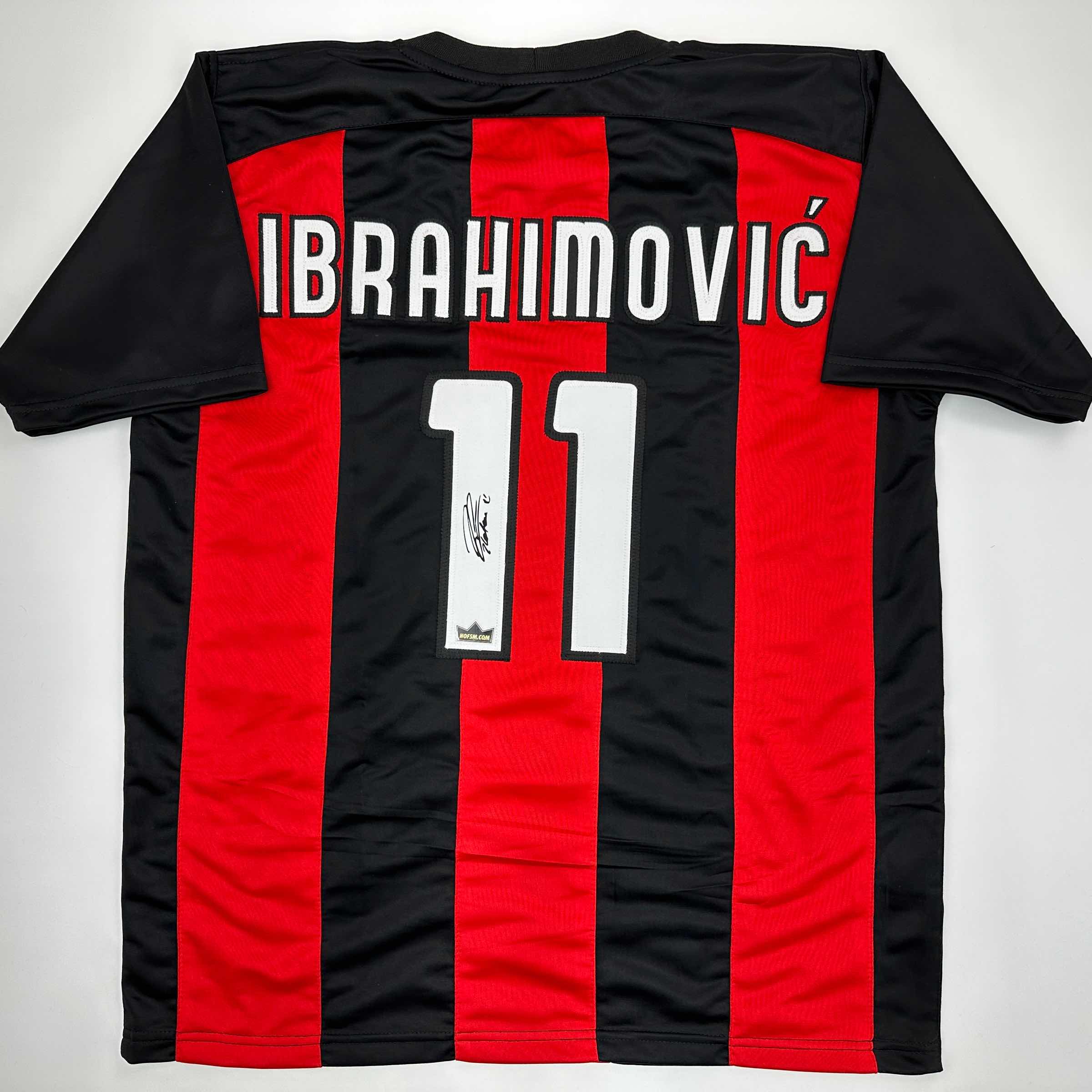 Facsimile Autographed Zlatan Ibrahimovic AC Milan Black/Red Reprint Laser Auto Soccer Jersey Size Men's XL