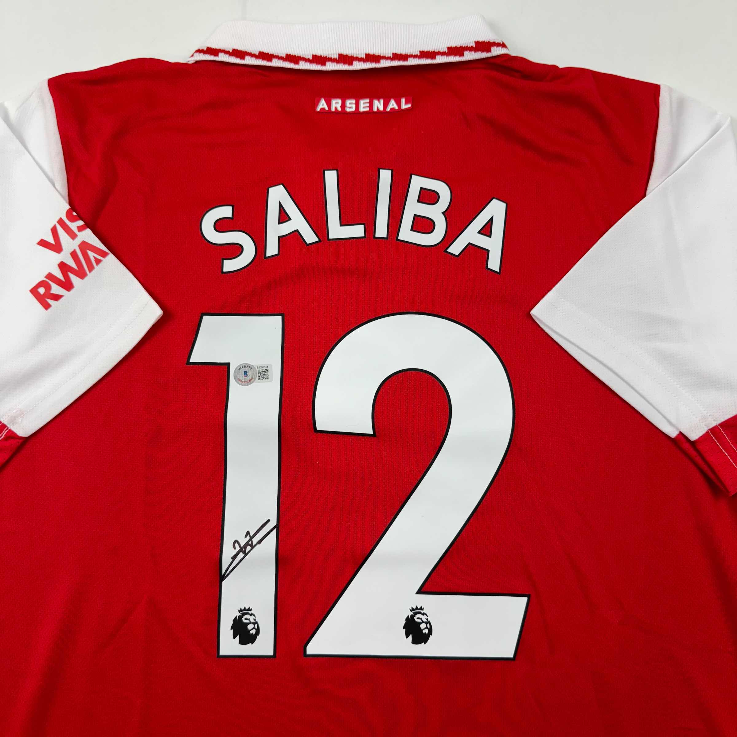 Autographed/Signed William Saliba Arsenal Red Soccer Jersey Beckett BAS COA