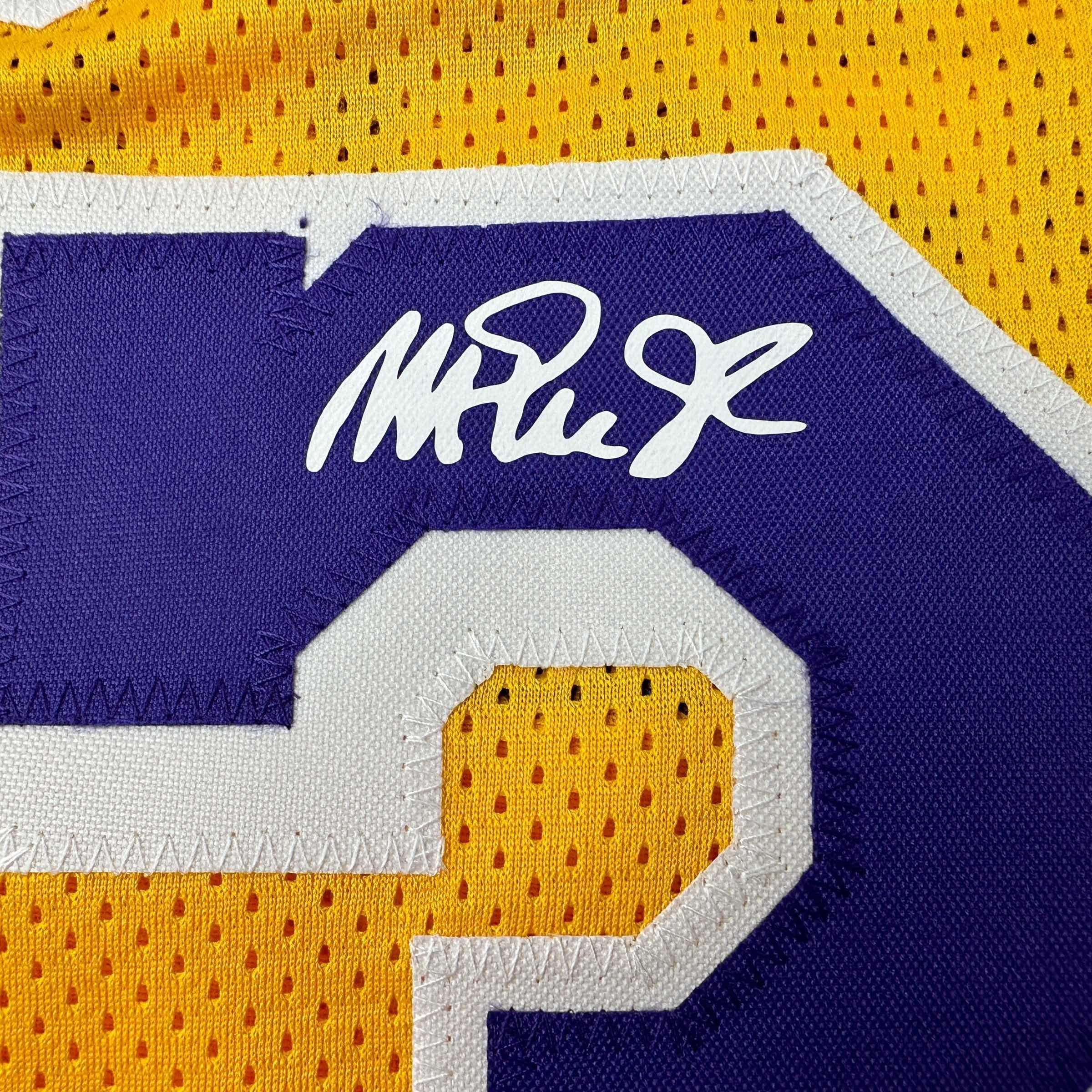 Facsimile Autographed Earvin Magic Johnson Los Angeles LA Yellow Reprint Laser Auto Basketball Jersey Size Men's XL
