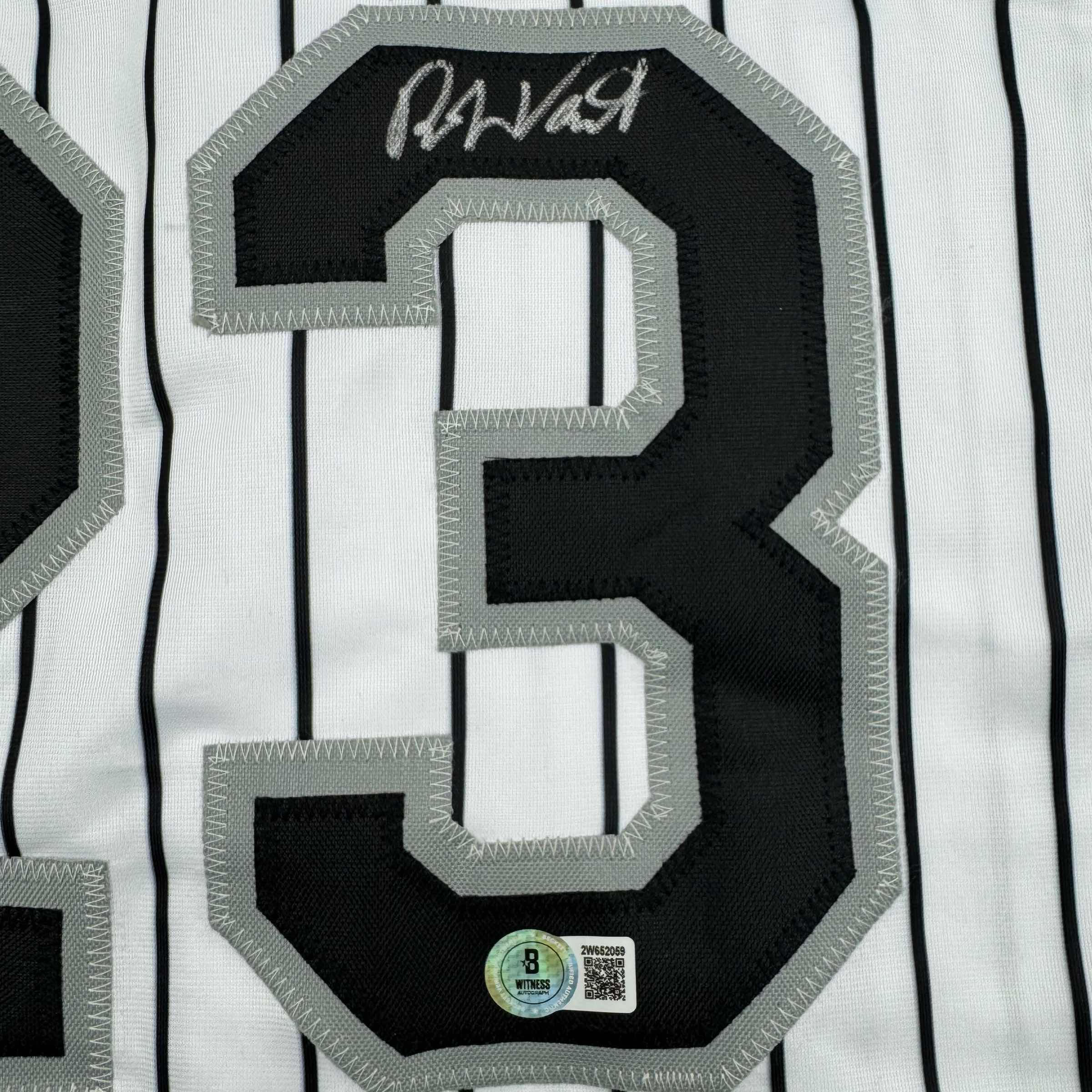 Autographed/Signed Robin Ventura Chicago Pinstripe Baseball Jersey Beckett BAS COA