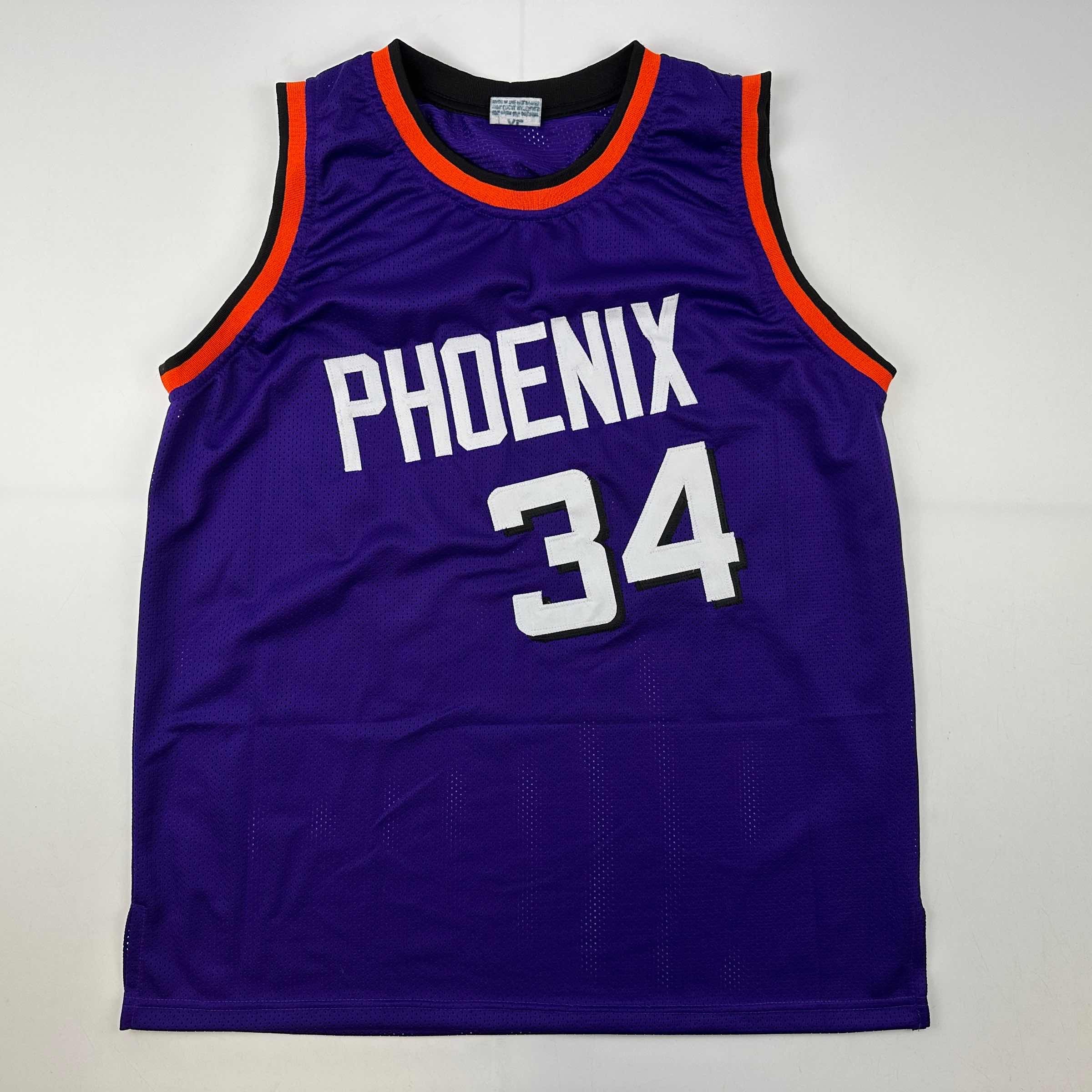 Facsimile Autographed Charles Barkley Phoenix Purple Reprint Laser Auto Basketball Jersey Size Men's XL