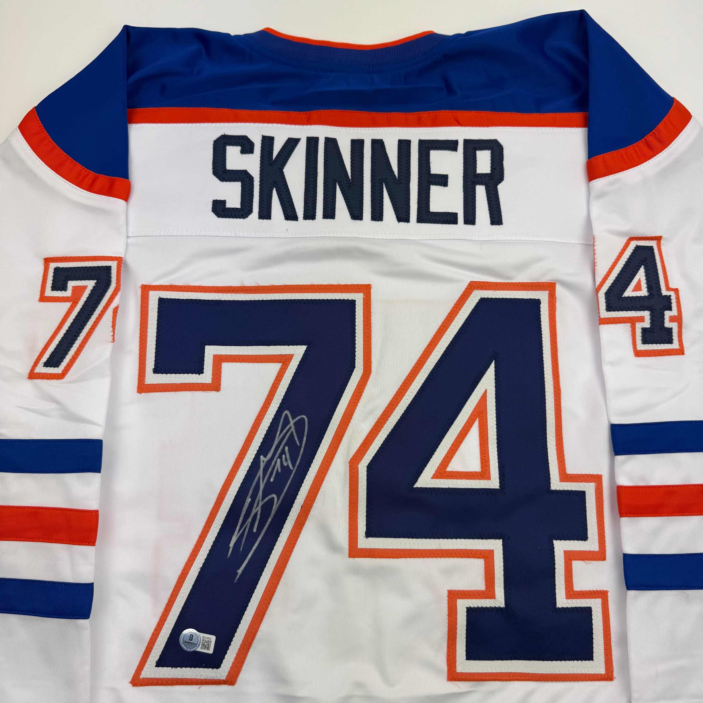 Autographed/Signed Stuart Skinner Edmonton White Hockey Jersey Beckett BAS COA