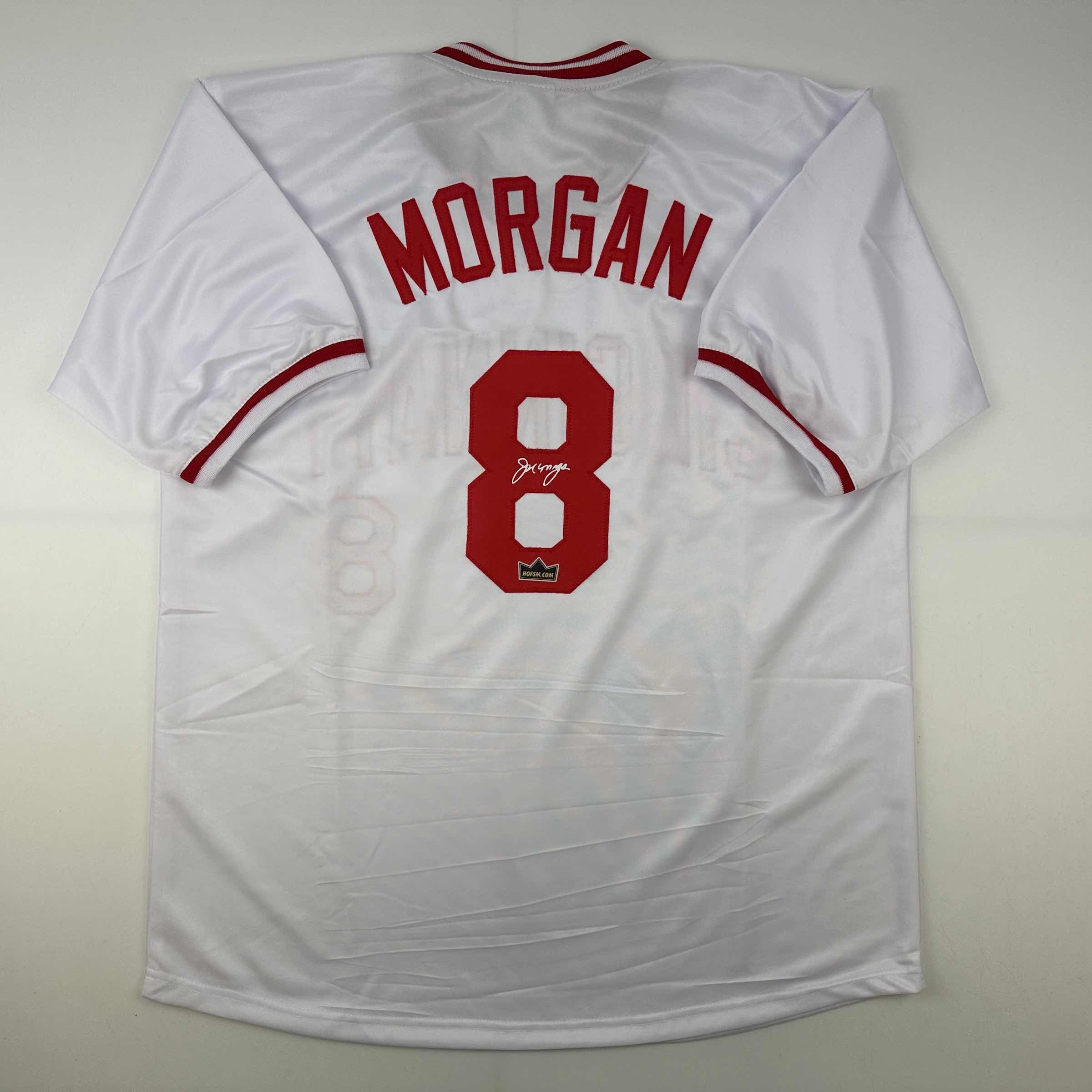 Facsimile Autographed Joe Morgan Cincinnati White Reprint Laser Auto Baseball Jersey Size Men's XL