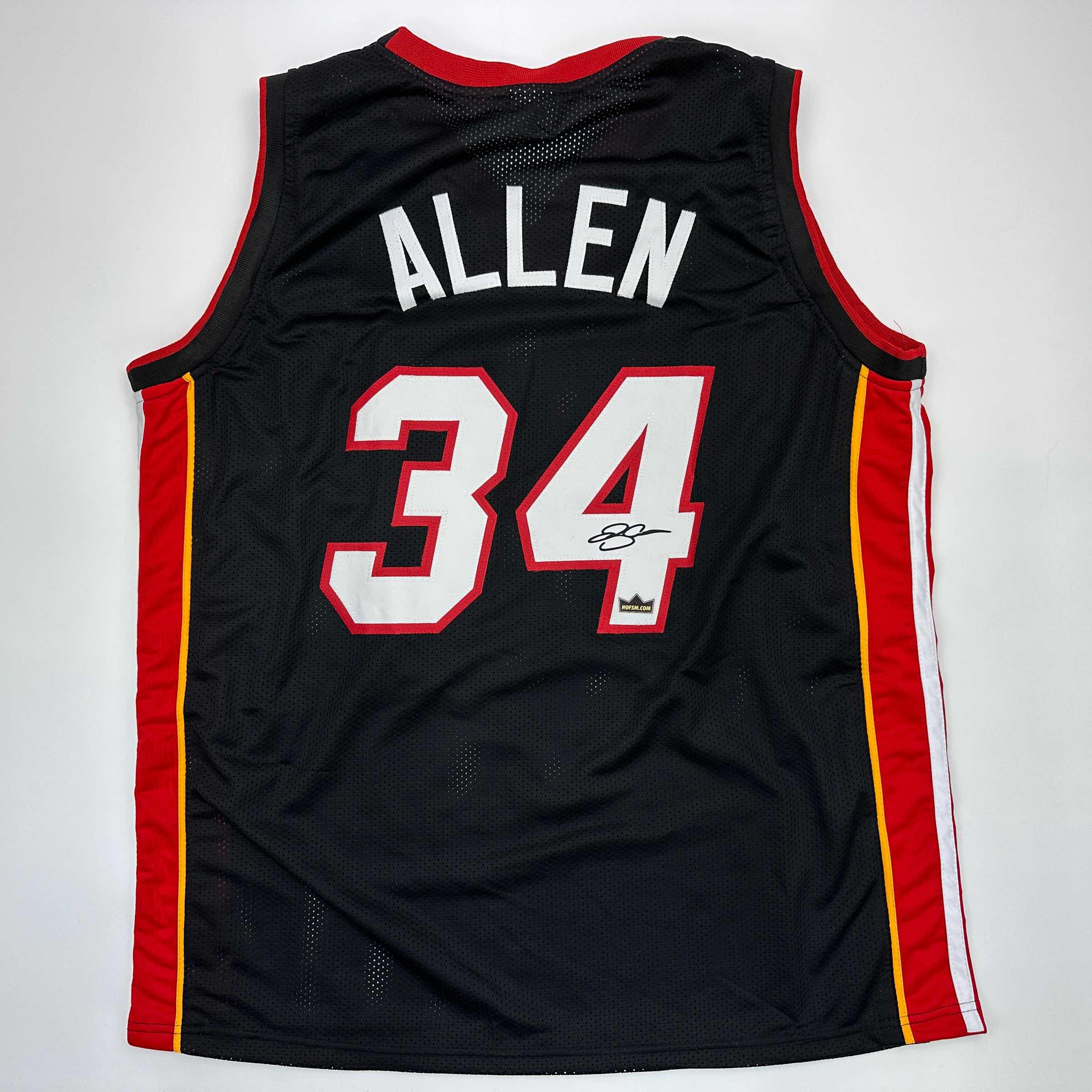 Facsimile Autographed Ray Allen Miami Black Reprint Laser Auto Basketball Jersey Size Men's XL